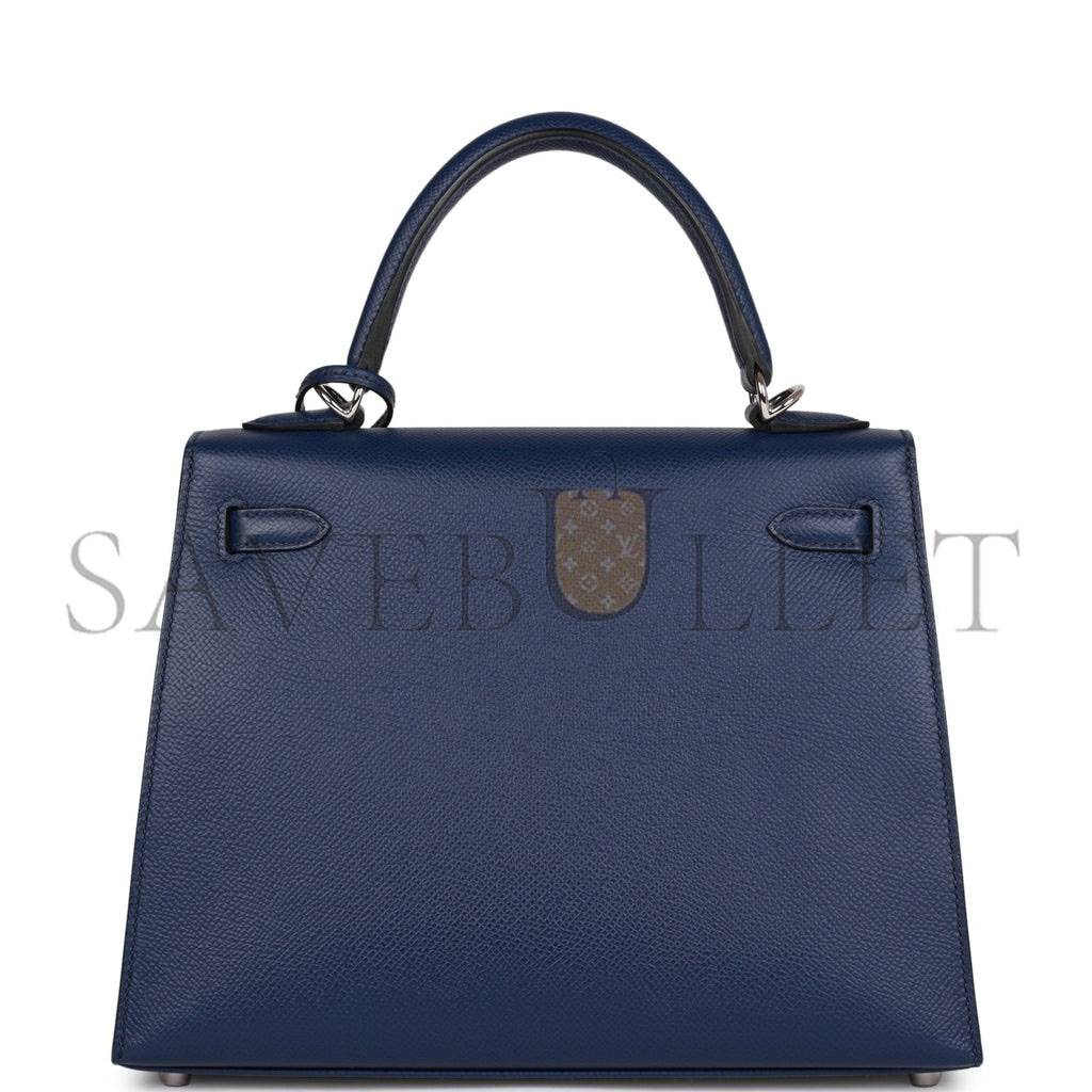 H**mes kelly sellier 25 bleu saphir epsom palladium hardware   (25*17*7cm)