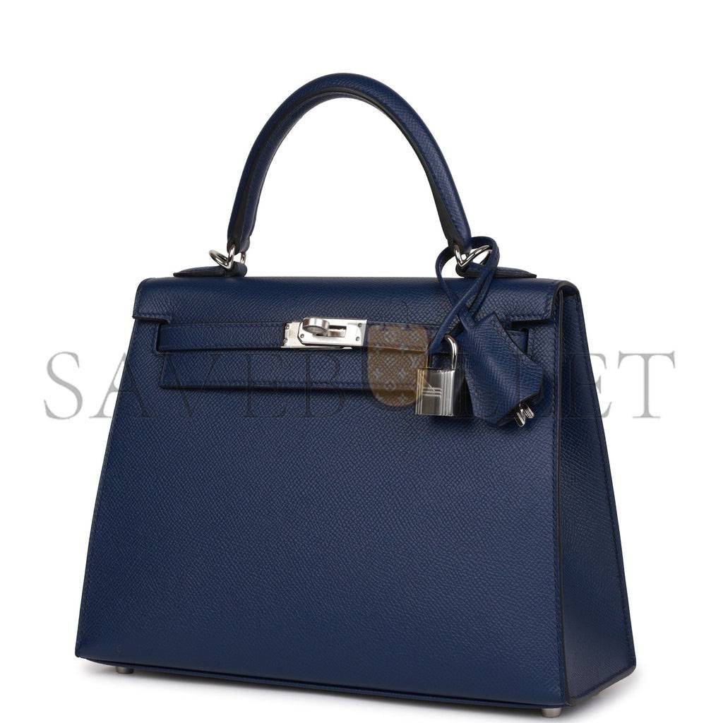 H**mes kelly sellier 25 bleu saphir epsom palladium hardware   (25*17*7cm)