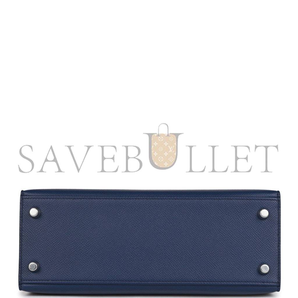 H**mes kelly sellier 25 bleu saphir epsom palladium hardware   (25*17*7cm)