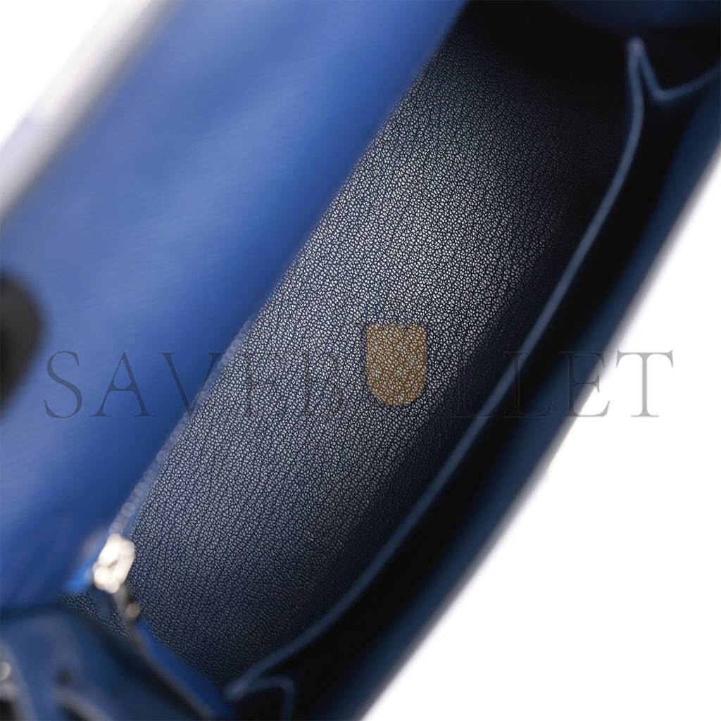 H**mes kelly sellier 25 bleu saphir epsom palladium hardware   (25*17*7cm)