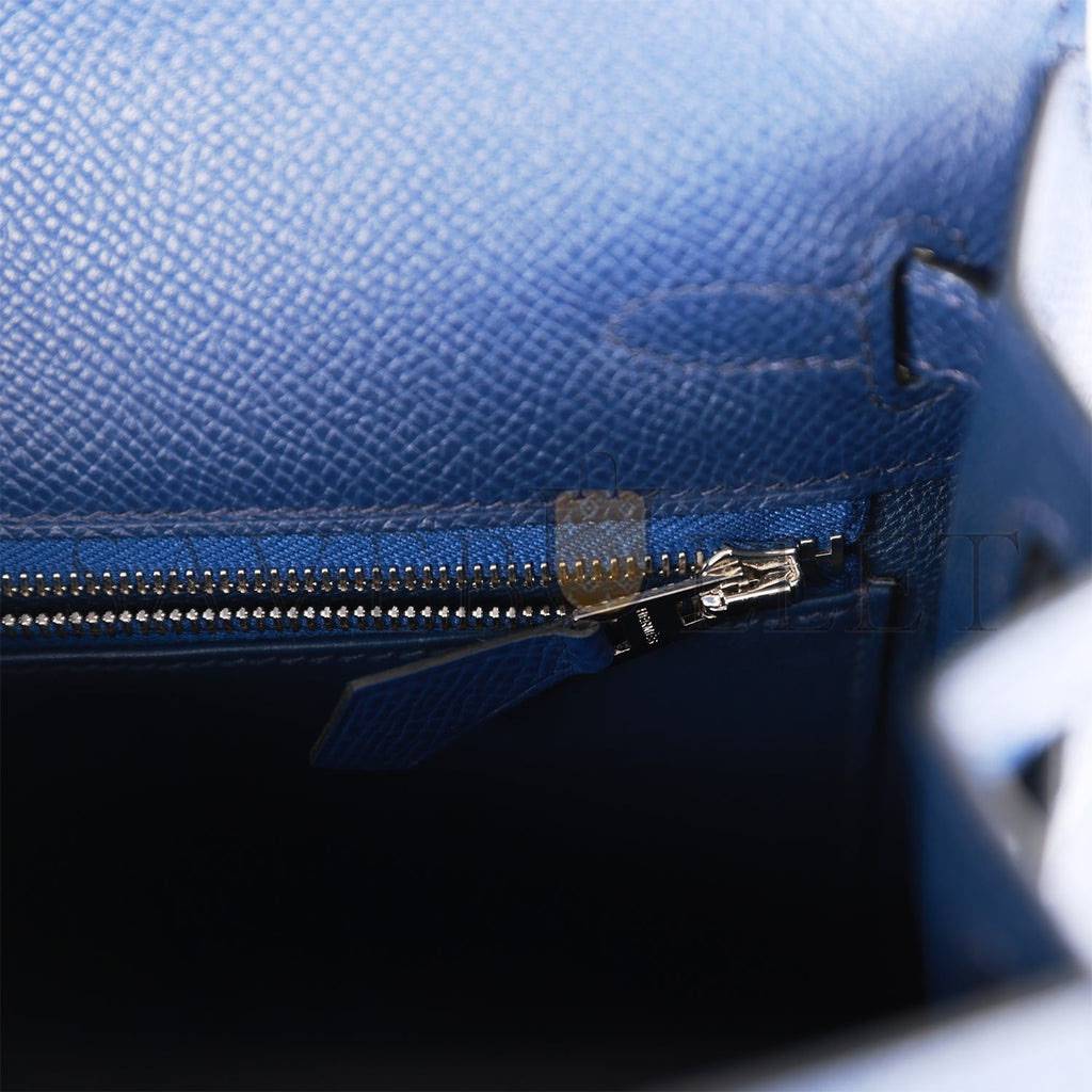 H**mes kelly sellier 25 bleu saphir epsom palladium hardware   (25*17*7cm)