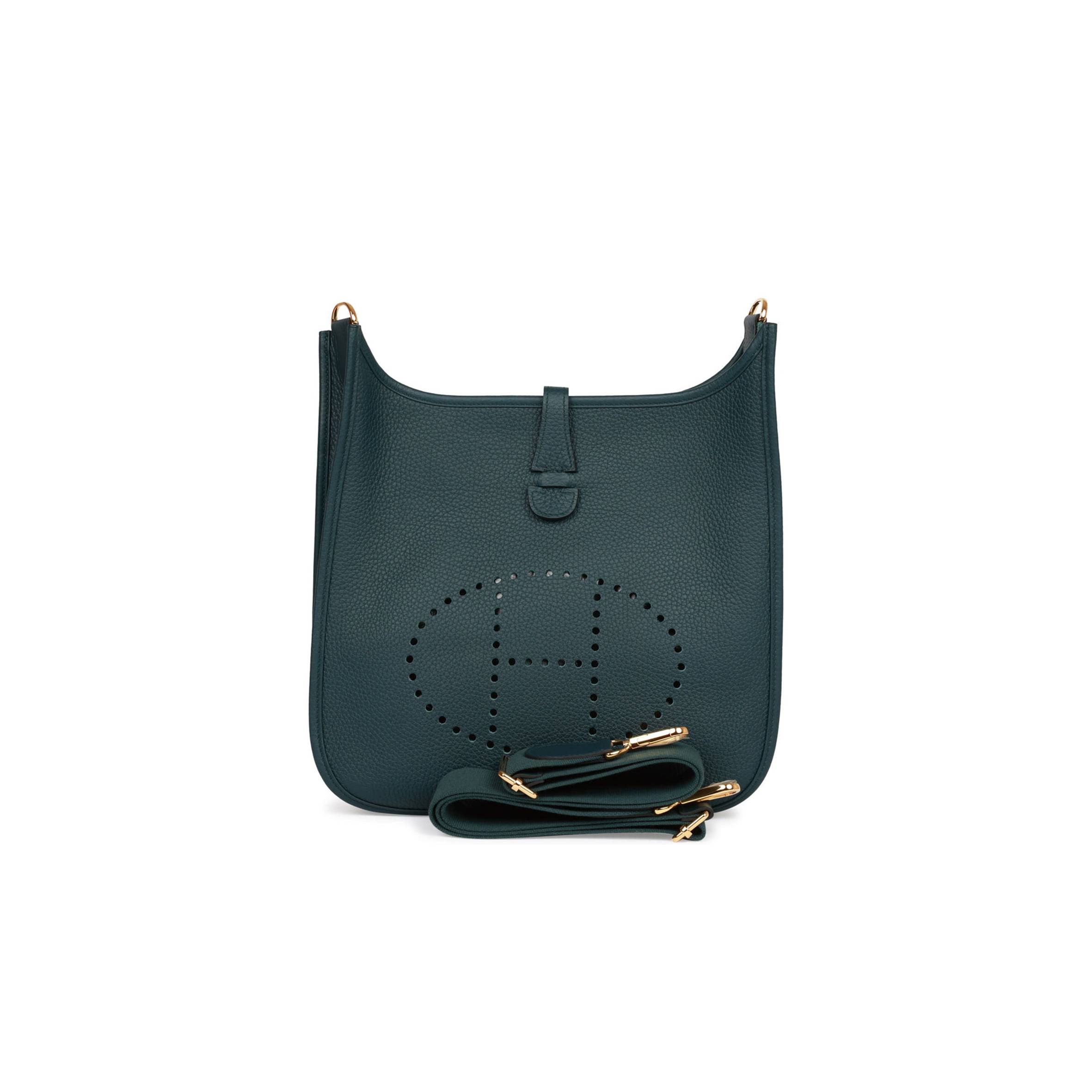 H**mes evelyne iii pm vert cypress clemence gold hardware  (29*30*7cm)