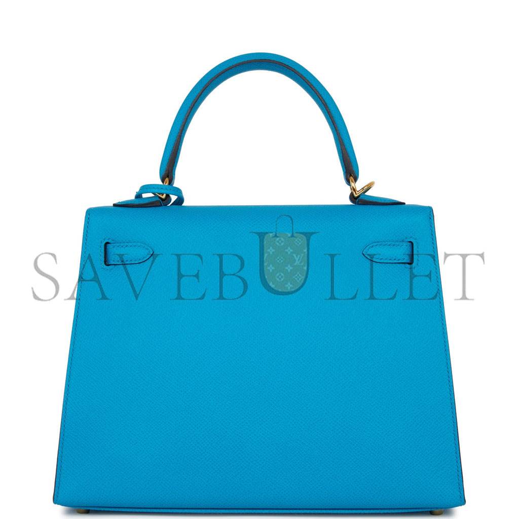 H**mes kelly sellier 25 bleu frida epsom gold hardware (25*17*7cm)