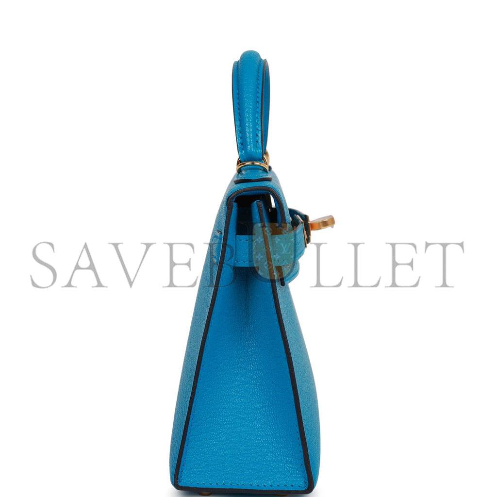 H**mes mini kelly sellier 20 bleu frida chevre gold hardware (19*12*5.5cm)