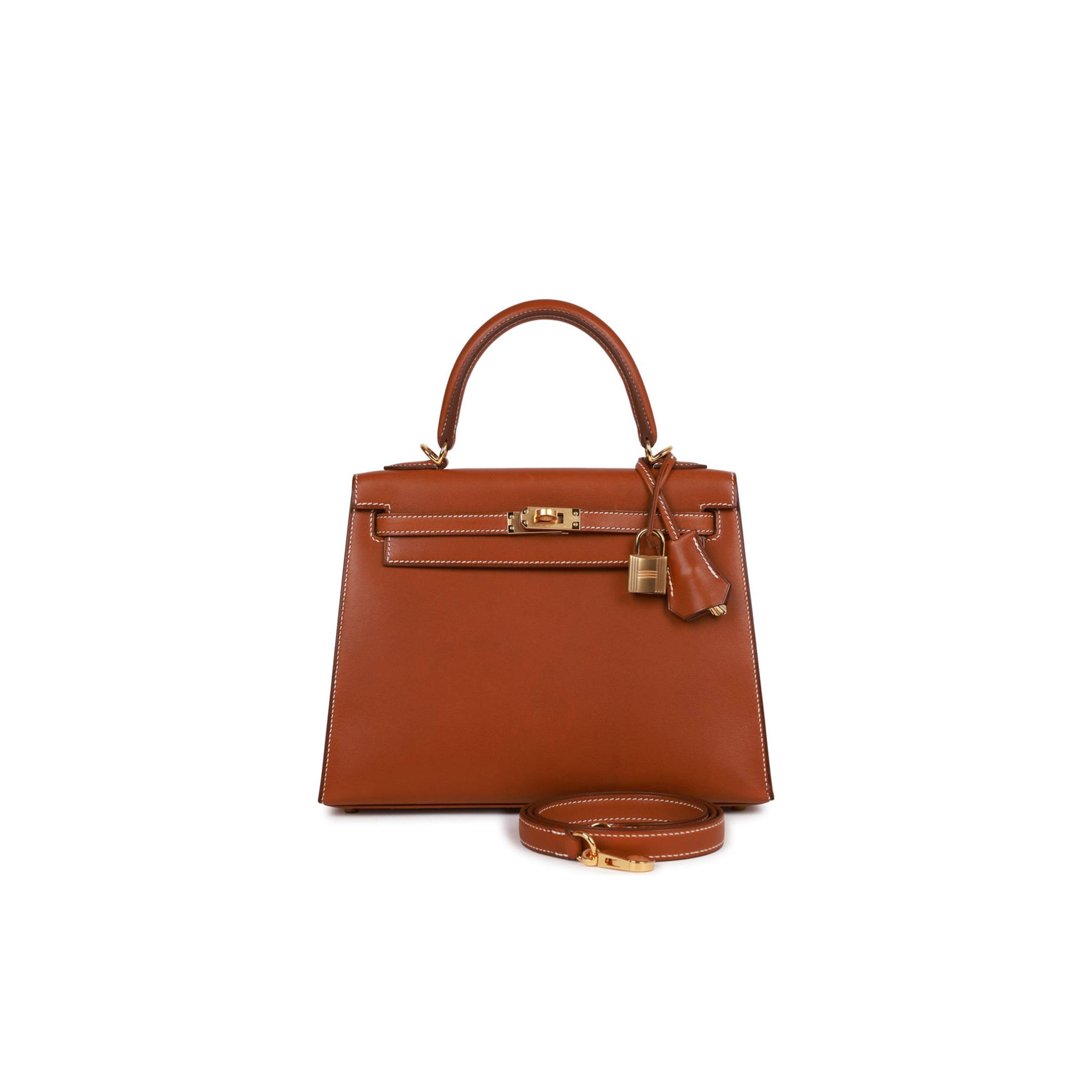 H**mes kelly sellier 25 fauve barenia gold hardware  (25*17*7cm)