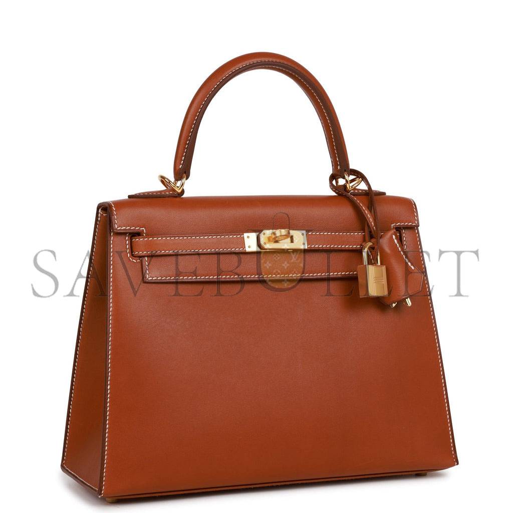 H**mes kelly sellier 25 fauve barenia gold hardware  (25*17*7cm)
