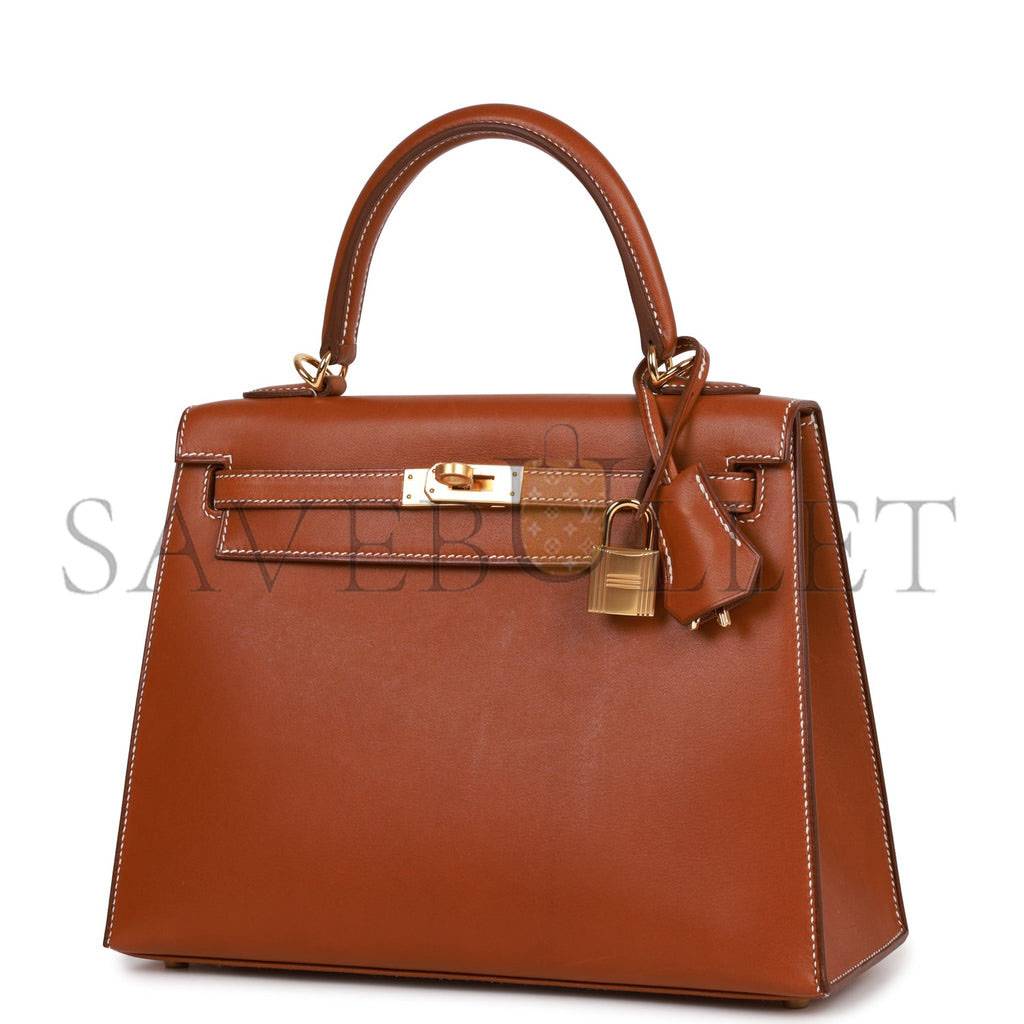 H**mes kelly sellier 25 fauve barenia gold hardware  (25*17*7cm)