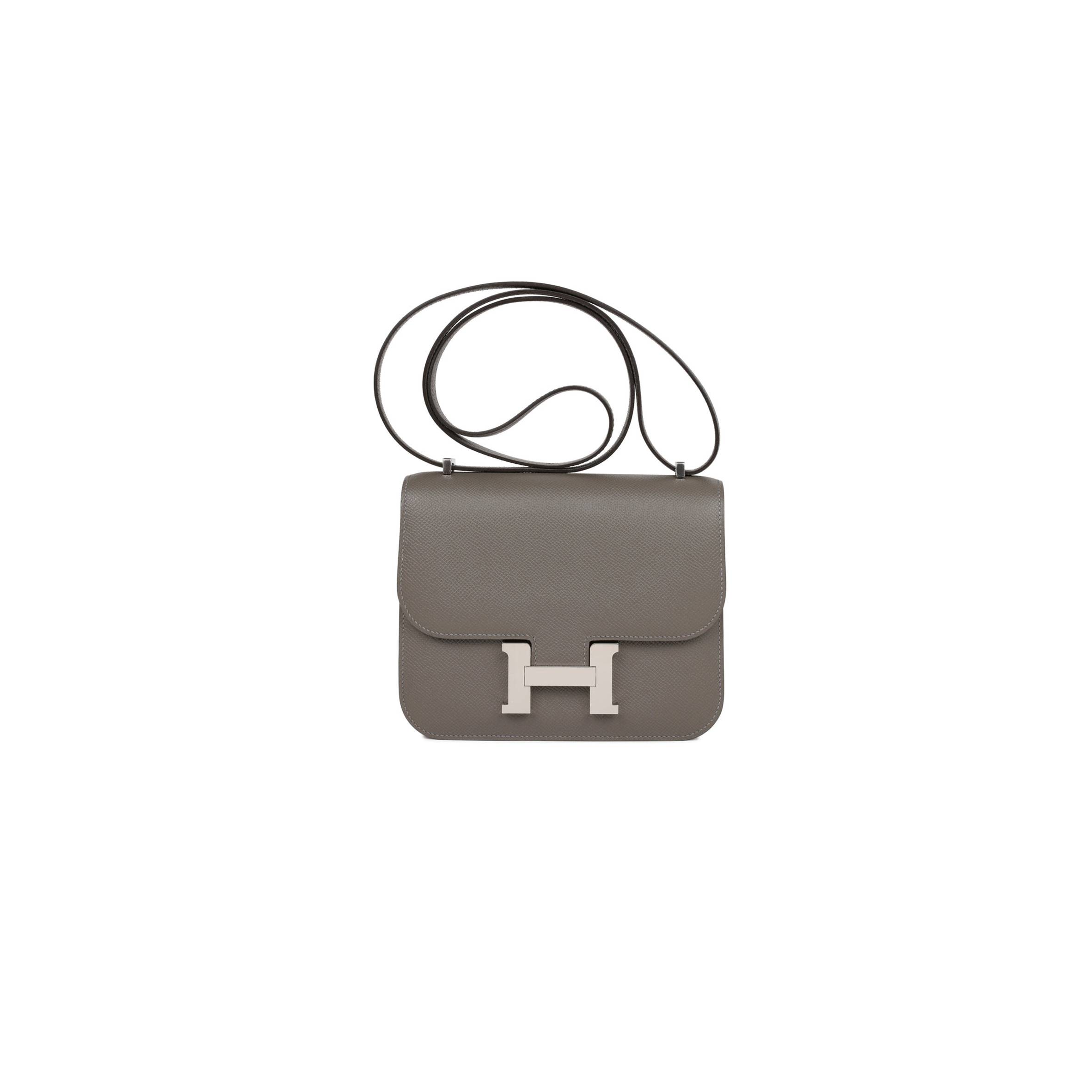 H**mes constance 18 gris meyer epsom palladium hardware (18cm)