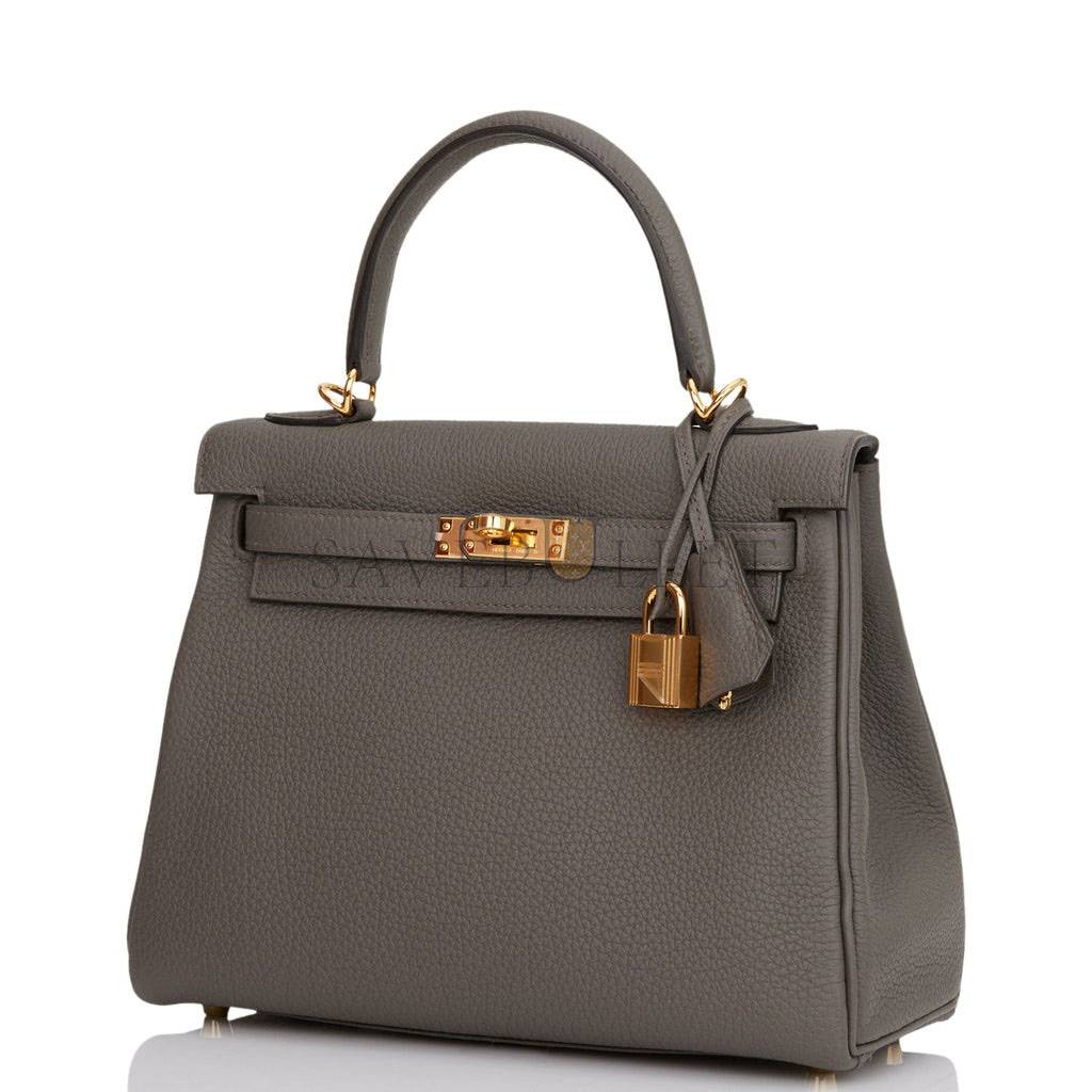 H**mes kelly retourne 25 etain togo gold hardware handmade (25*17*7cm)