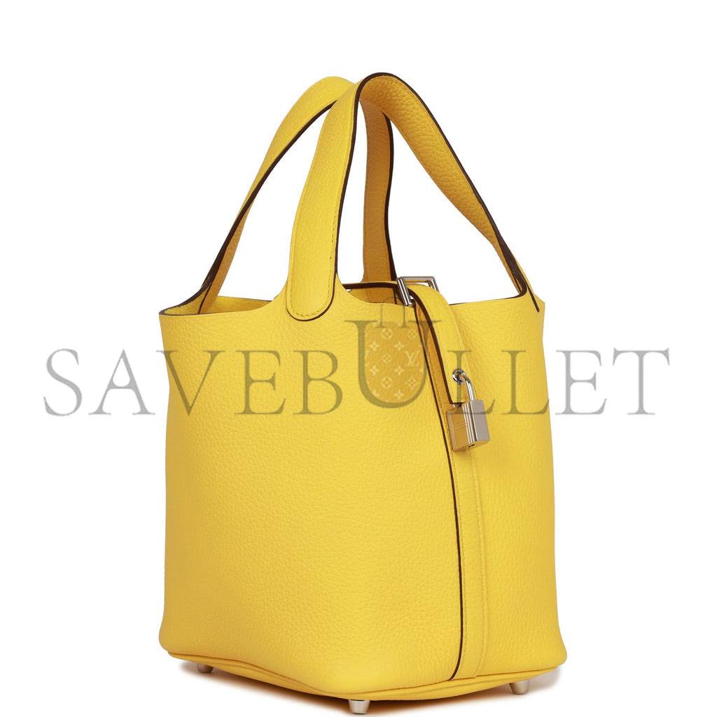 H**mes picotin lock 18 jaune de naples clemence palladium hardware (18*13*18cm)