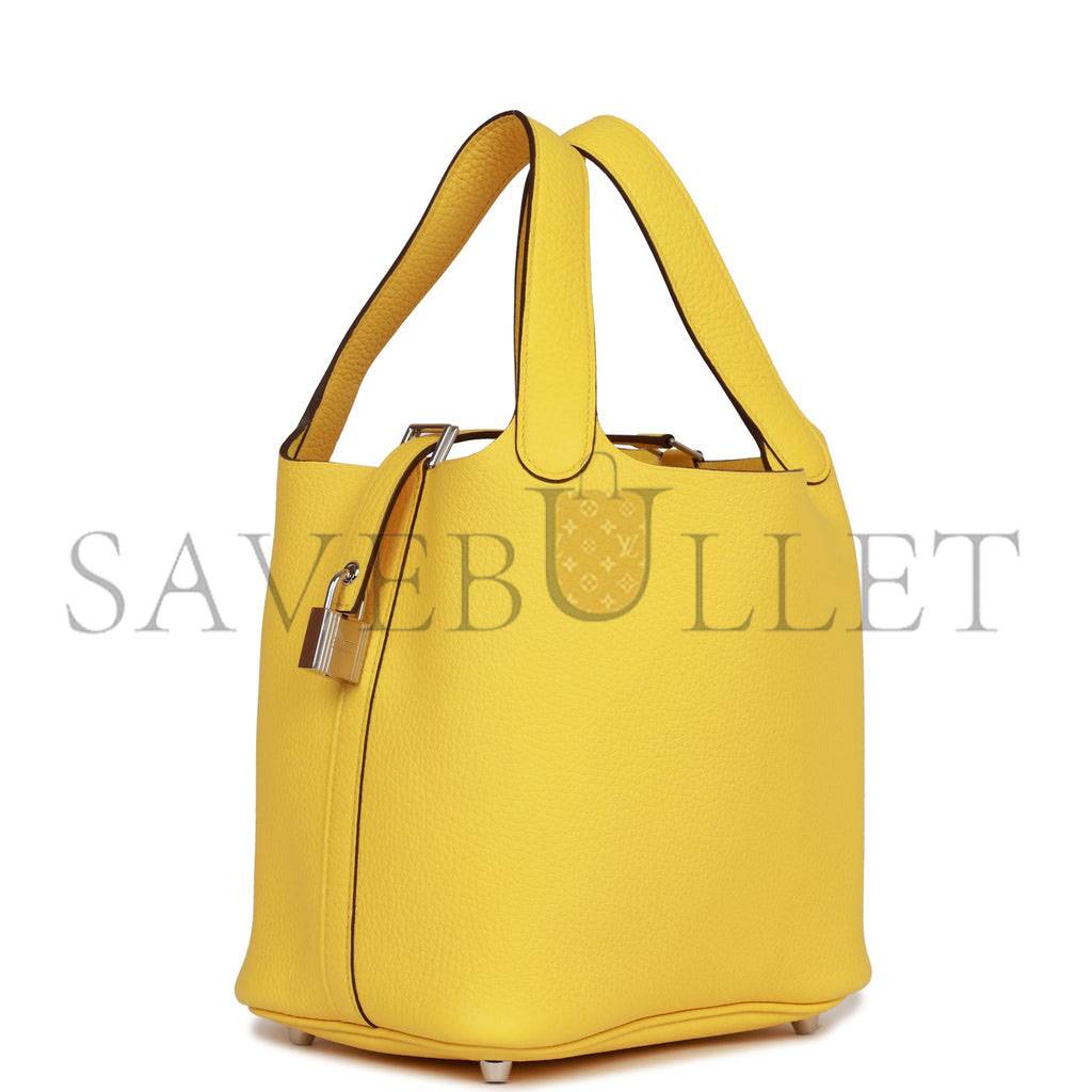 H**mes picotin lock 18 jaune de naples clemence palladium hardware (18*13*18cm)