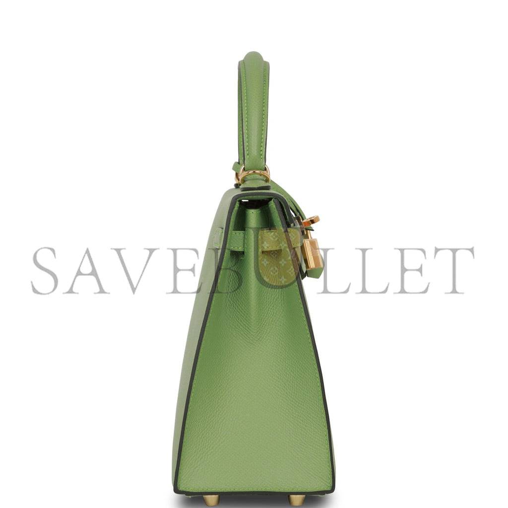 H**mes kelly sellier 25 vert criquet epsom gold hardware handmade  (25*17*7cm)