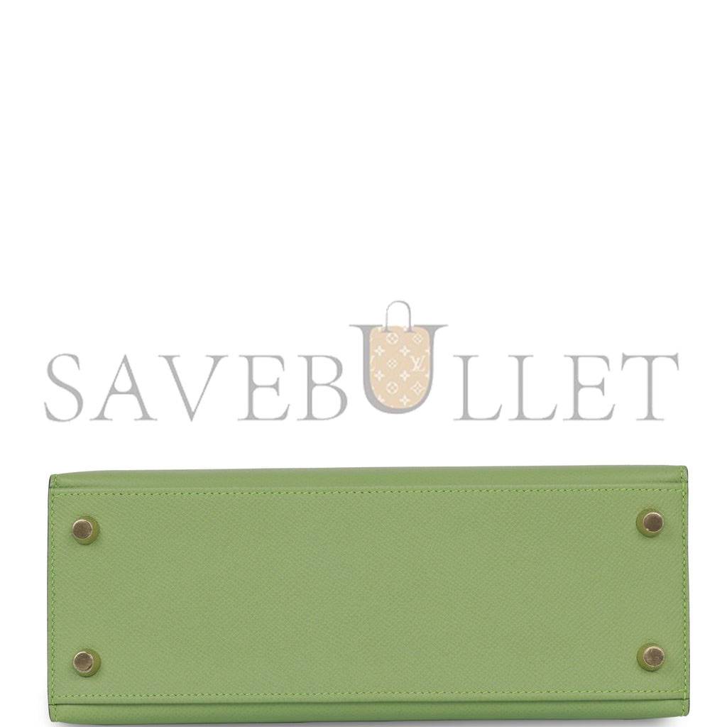 H**mes kelly sellier 25 vert criquet epsom gold hardware handmade  (25*17*7cm)