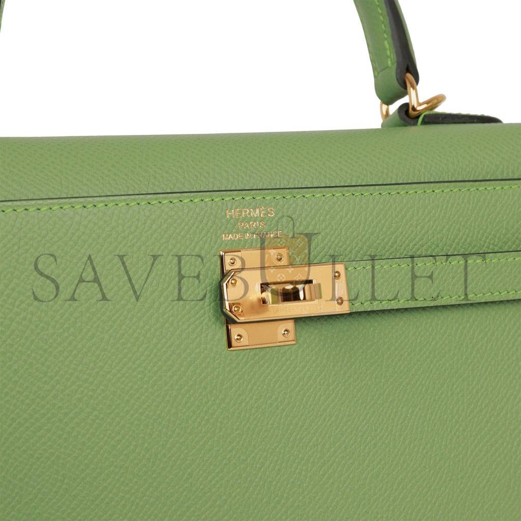 H**mes kelly sellier 25 vert criquet epsom gold hardware handmade  (25*17*7cm)