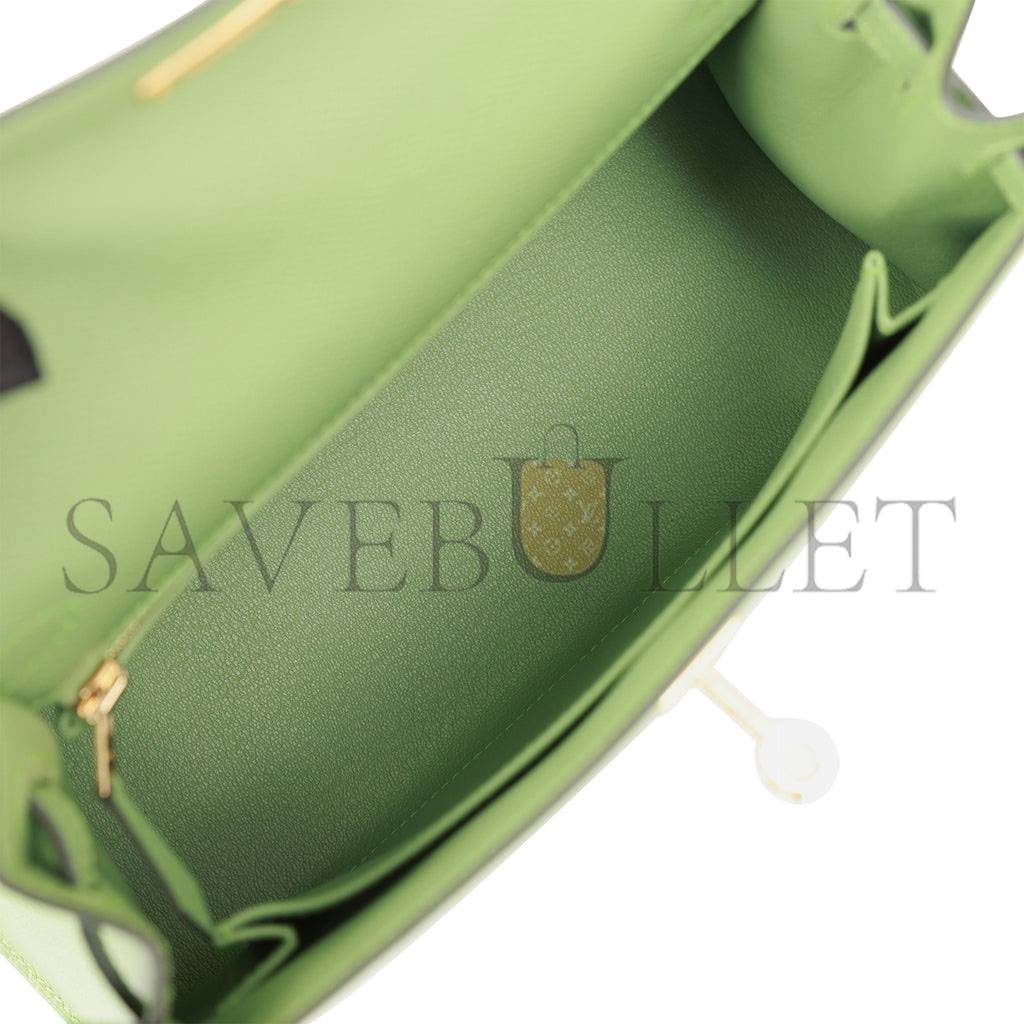 H**mes kelly sellier 25 vert criquet epsom gold hardware handmade  (25*17*7cm)