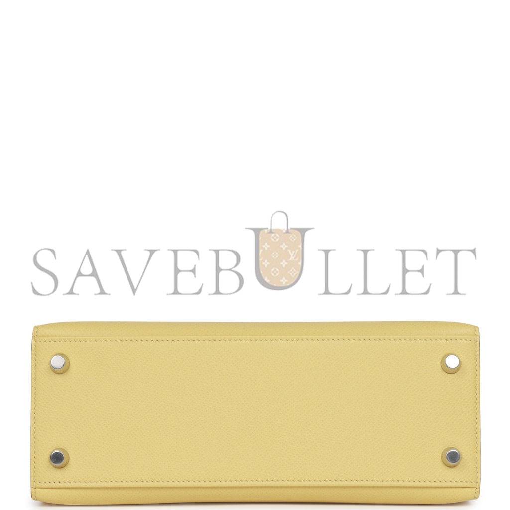 H**mes kelly sellier 25 jaune poussin epsom palladium hardware   (25*17*7cm)