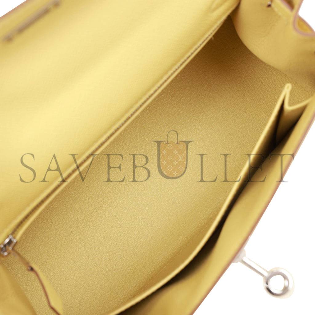 H**mes kelly sellier 25 jaune poussin epsom palladium hardware   (25*17*7cm)