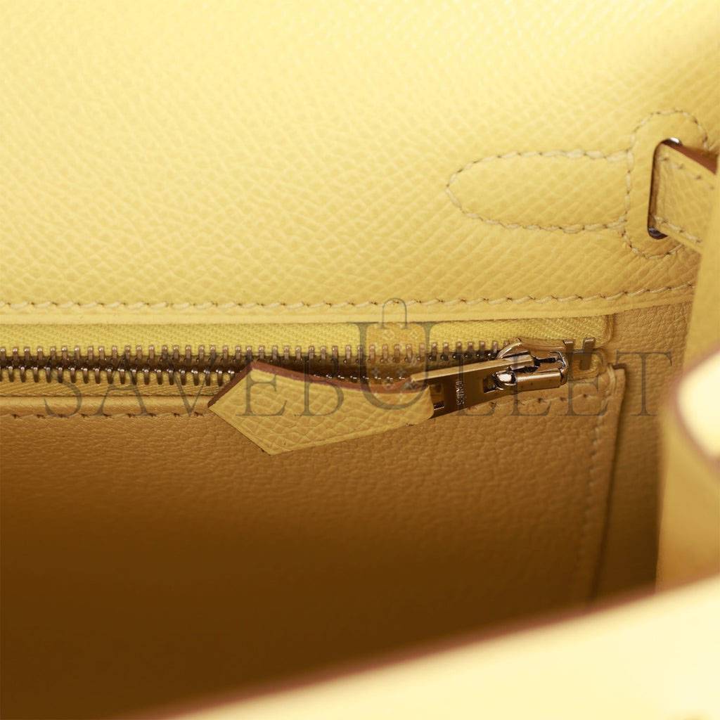 H**mes kelly sellier 25 jaune poussin epsom palladium hardware   (25*17*7cm)