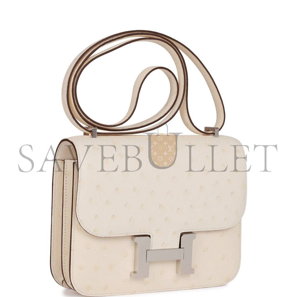 H**mes constance 18 nata ostrich palladium hardware 39857367875678 (18cm)
