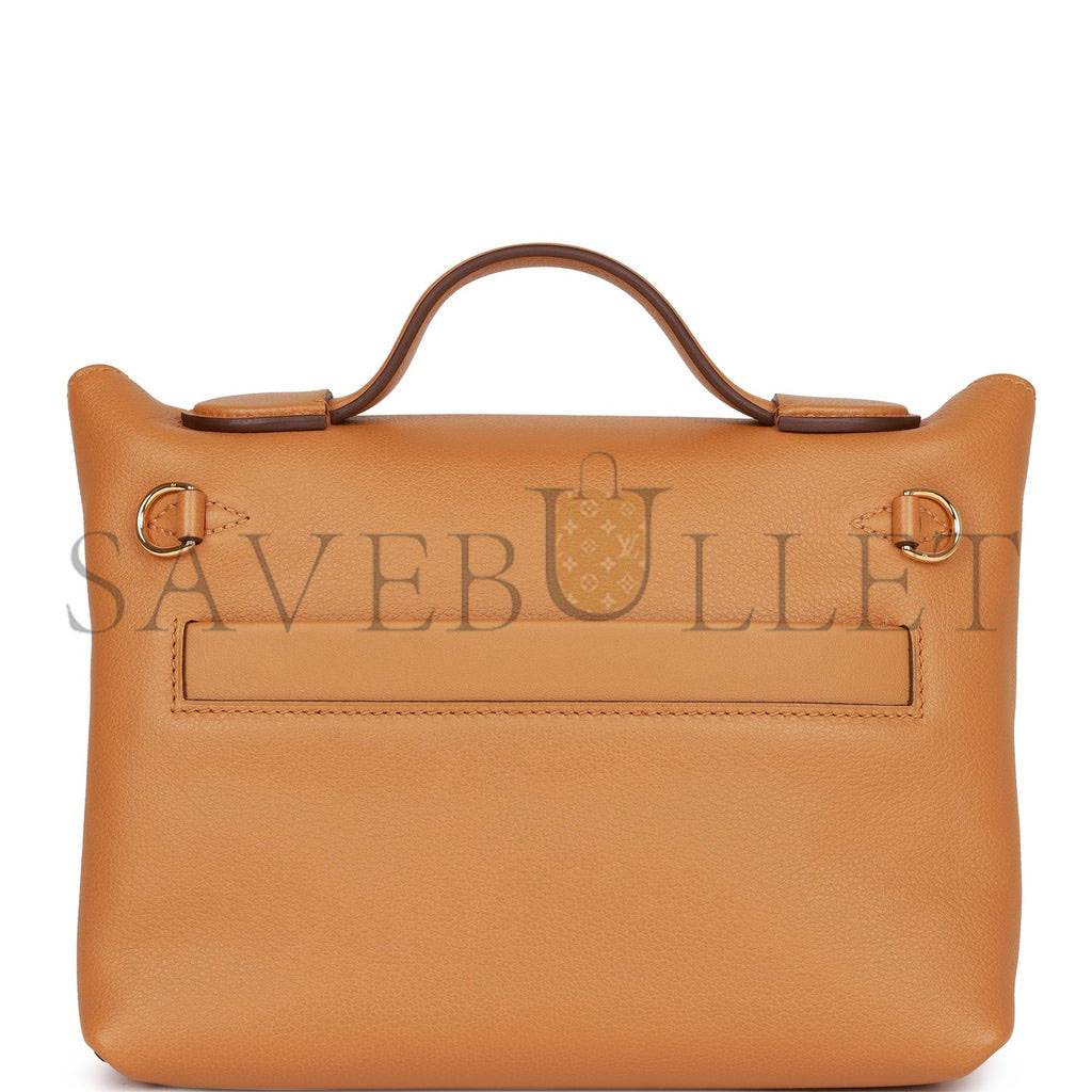 H**mes mini 2424 bag caramel evercolor and sesame swift verso gold hardware (23*17*11cm)