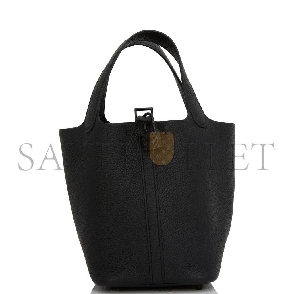 H**mes monochrome picotin 18 black clemence black hardware (18*12*19cm)