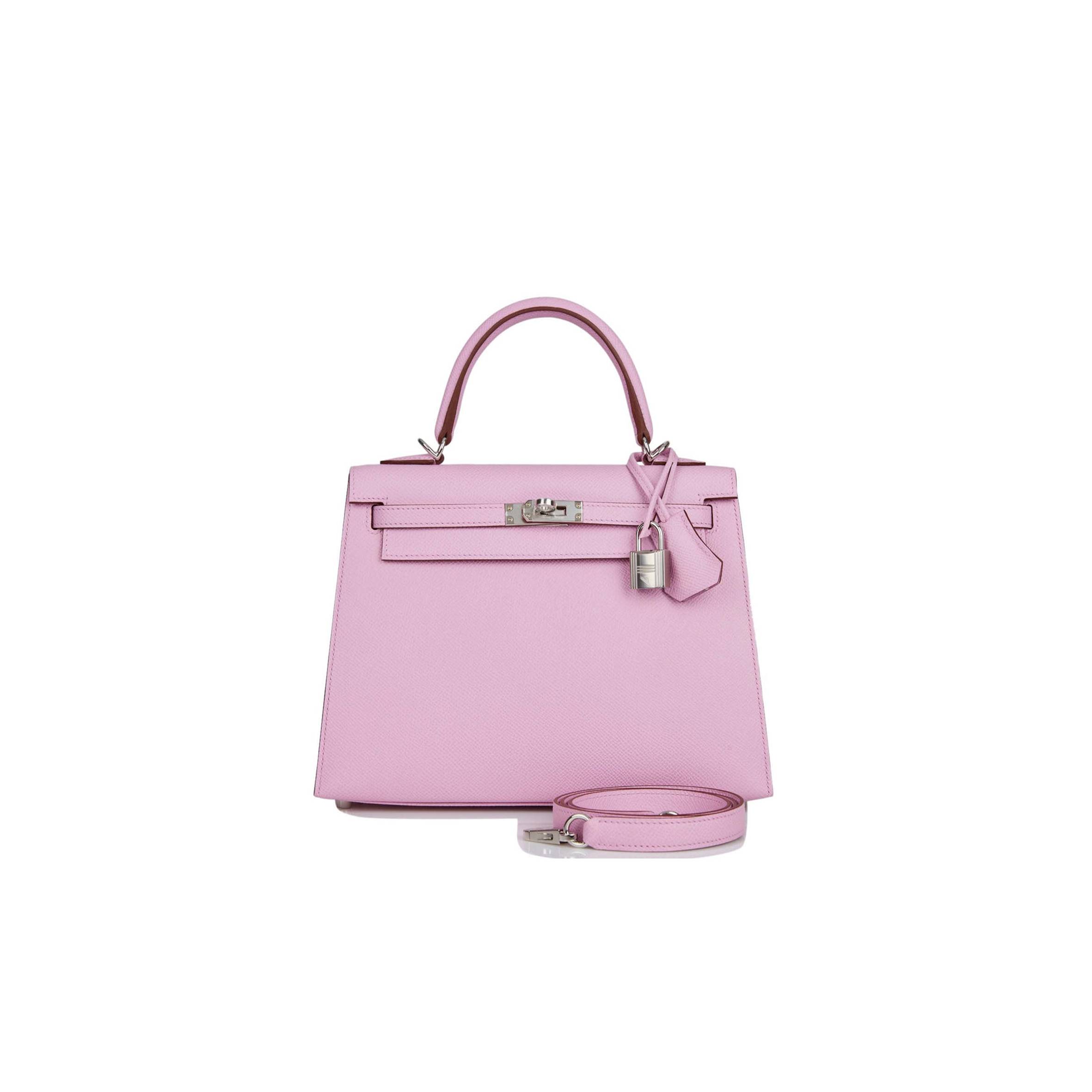 H**mes kelly sellier 25 mauve sylvestre epsom palladium hardware   (25*17*7cm)