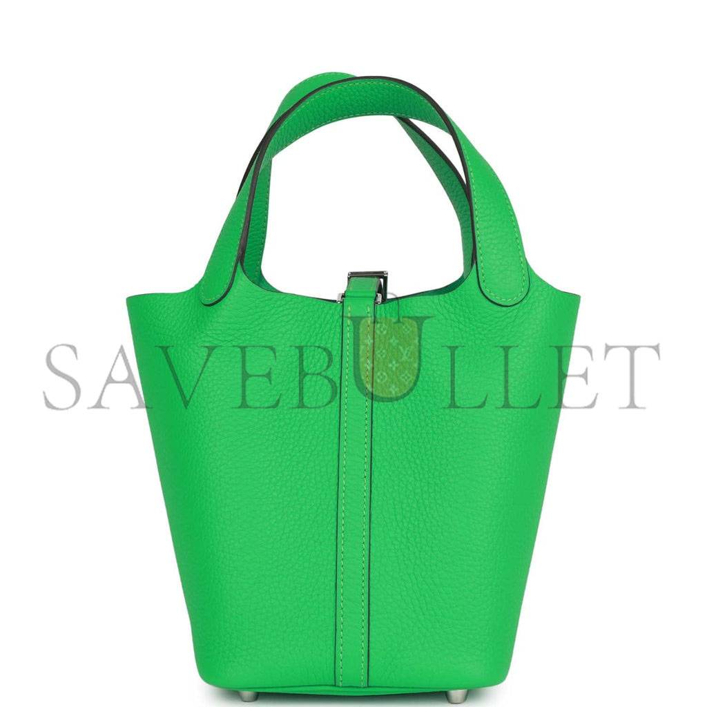 H**mes picotin lock 18 vert comics clemence palladium hardware (18*13*18cm)