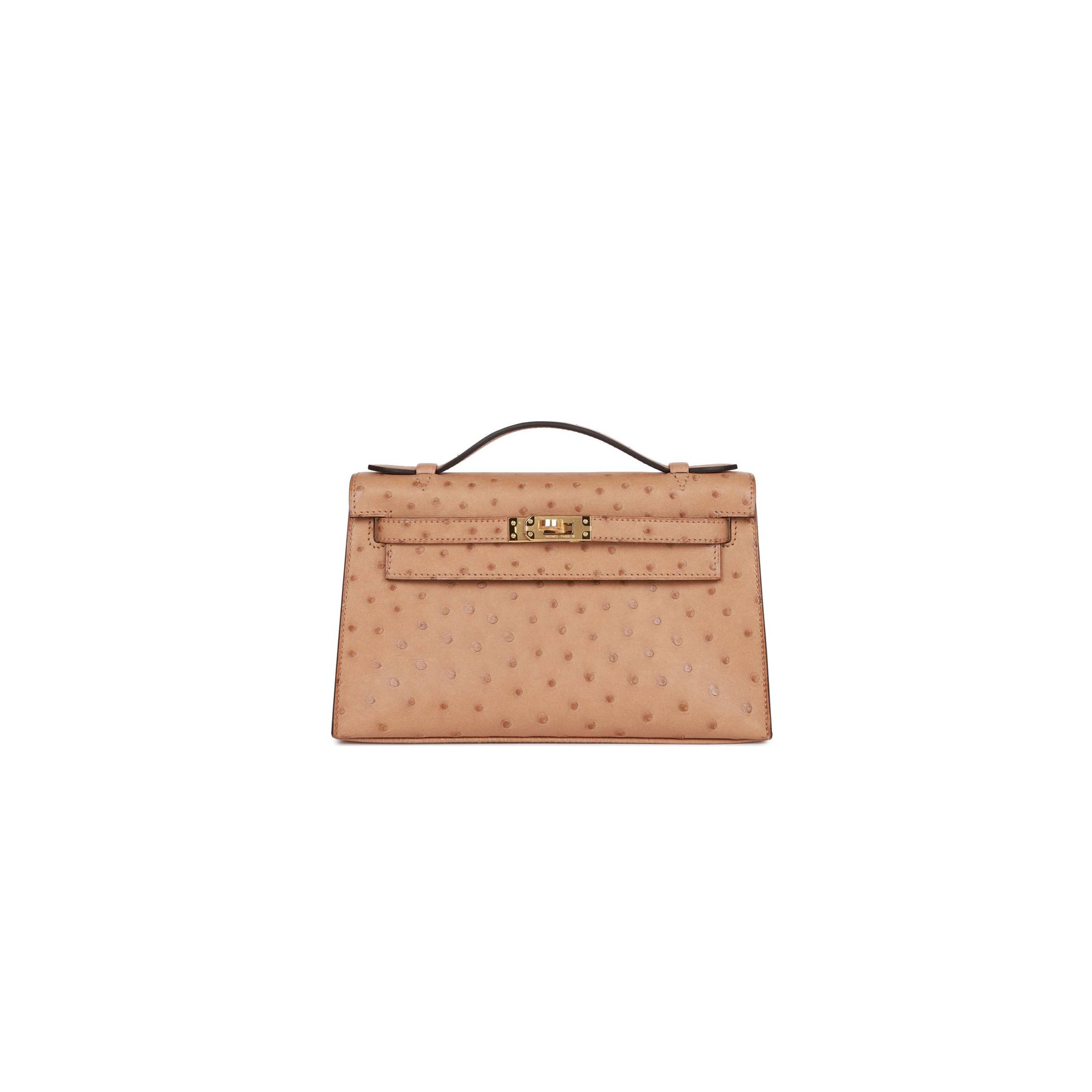 H**mes kelly pochette chai ostrich gold hardware  (22*12*13cm)