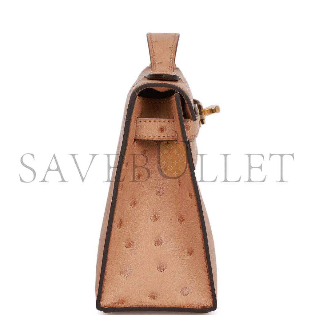 H**mes kelly pochette chai ostrich gold hardware  (22*12*13cm)