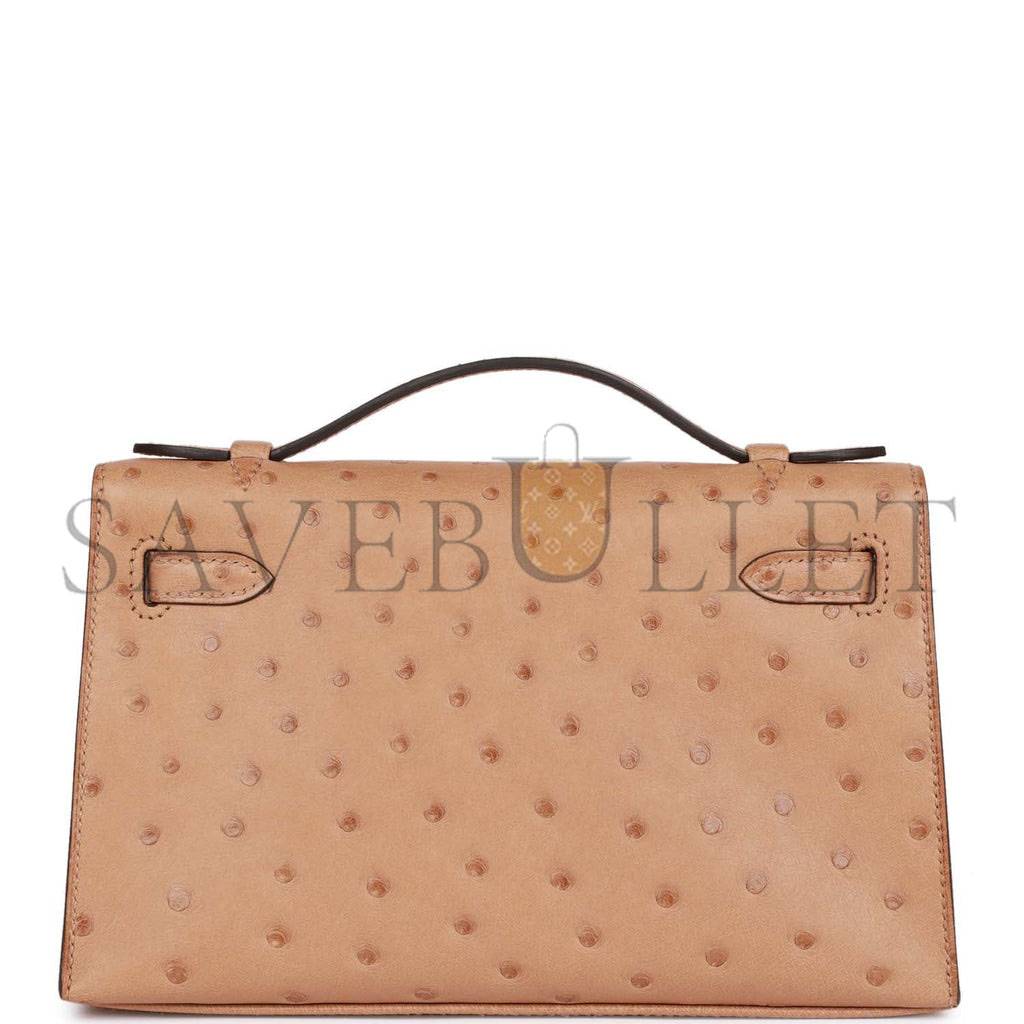 H**mes kelly pochette chai ostrich gold hardware  (22*12*13cm)