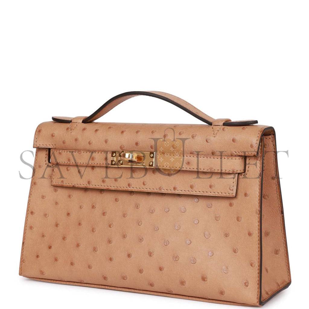 H**mes kelly pochette chai ostrich gold hardware  (22*12*13cm)