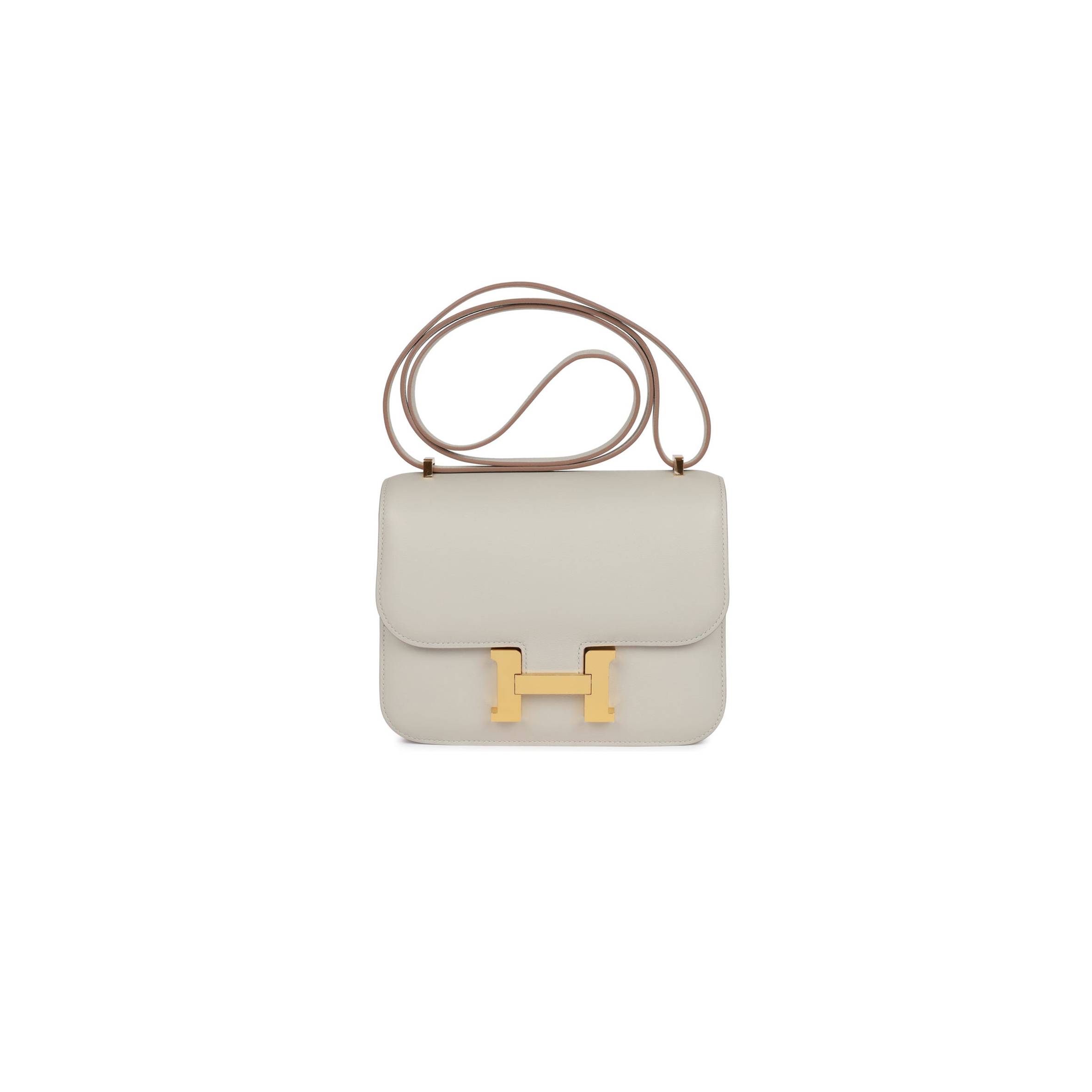 H**mes constance 18 gris perle swift gold hardware (18cm)