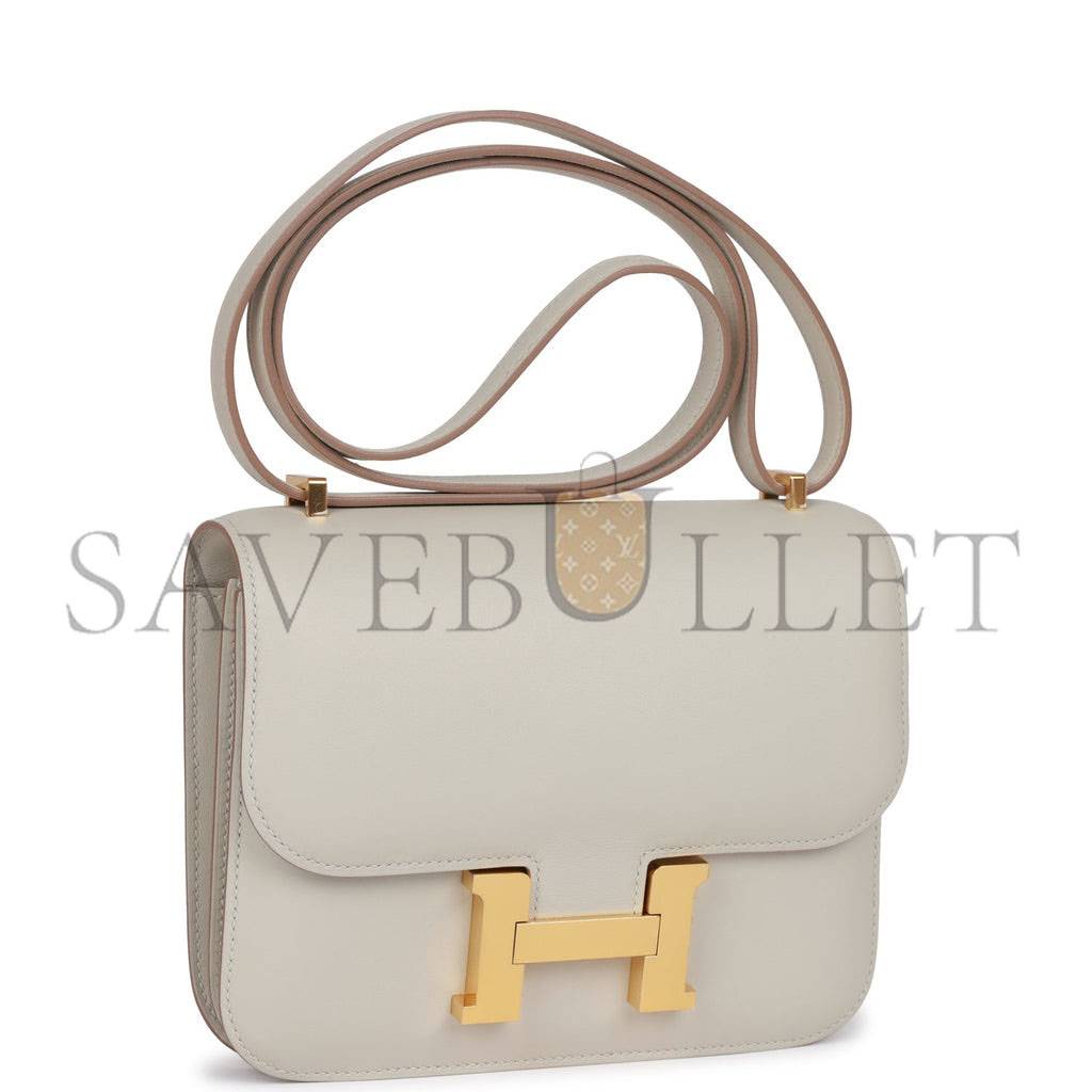 H**mes constance 18 gris perle swift gold hardware (18cm)