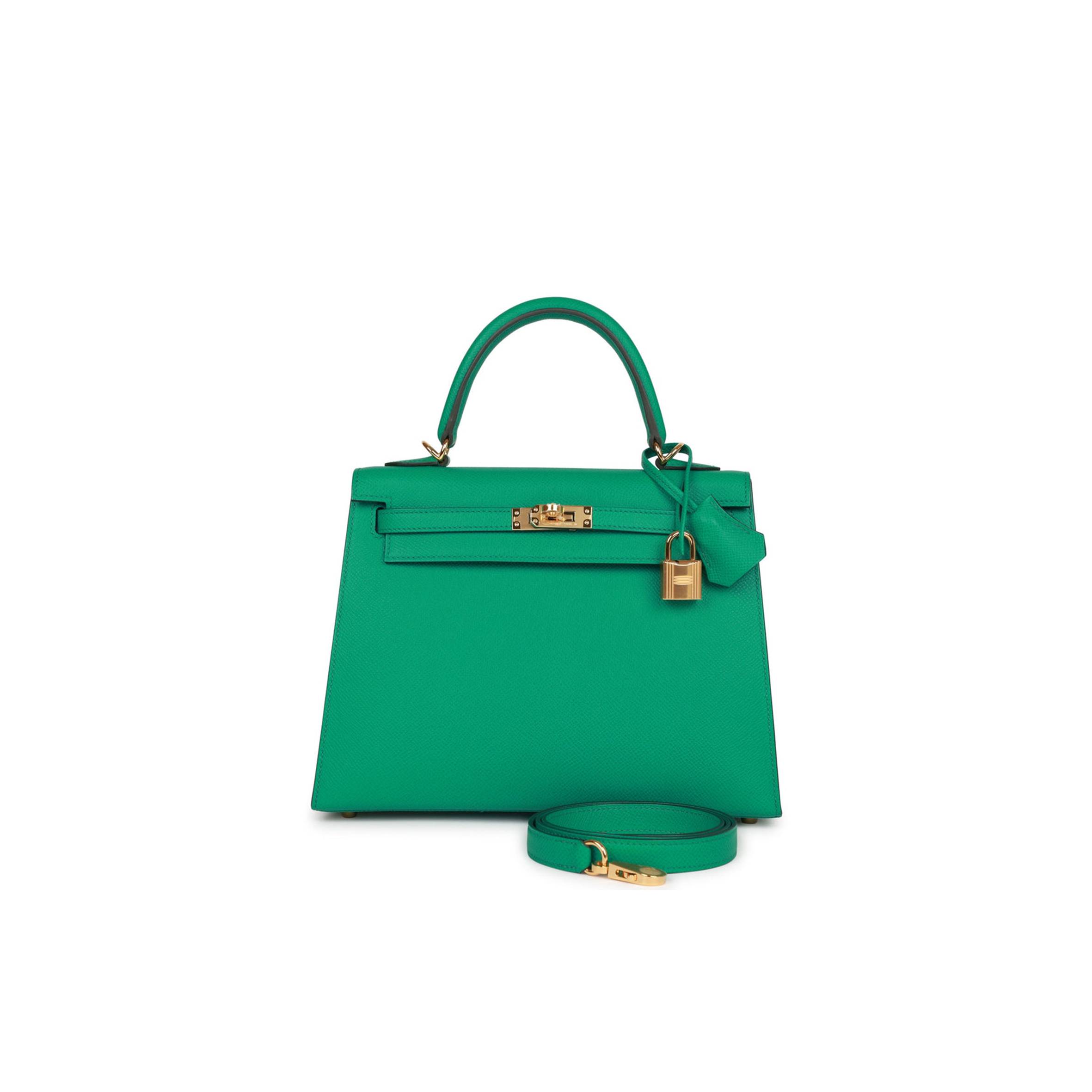 H**mes kelly sellier 25 vert jade epsom gold hardware handmade  (25*17*7cm)