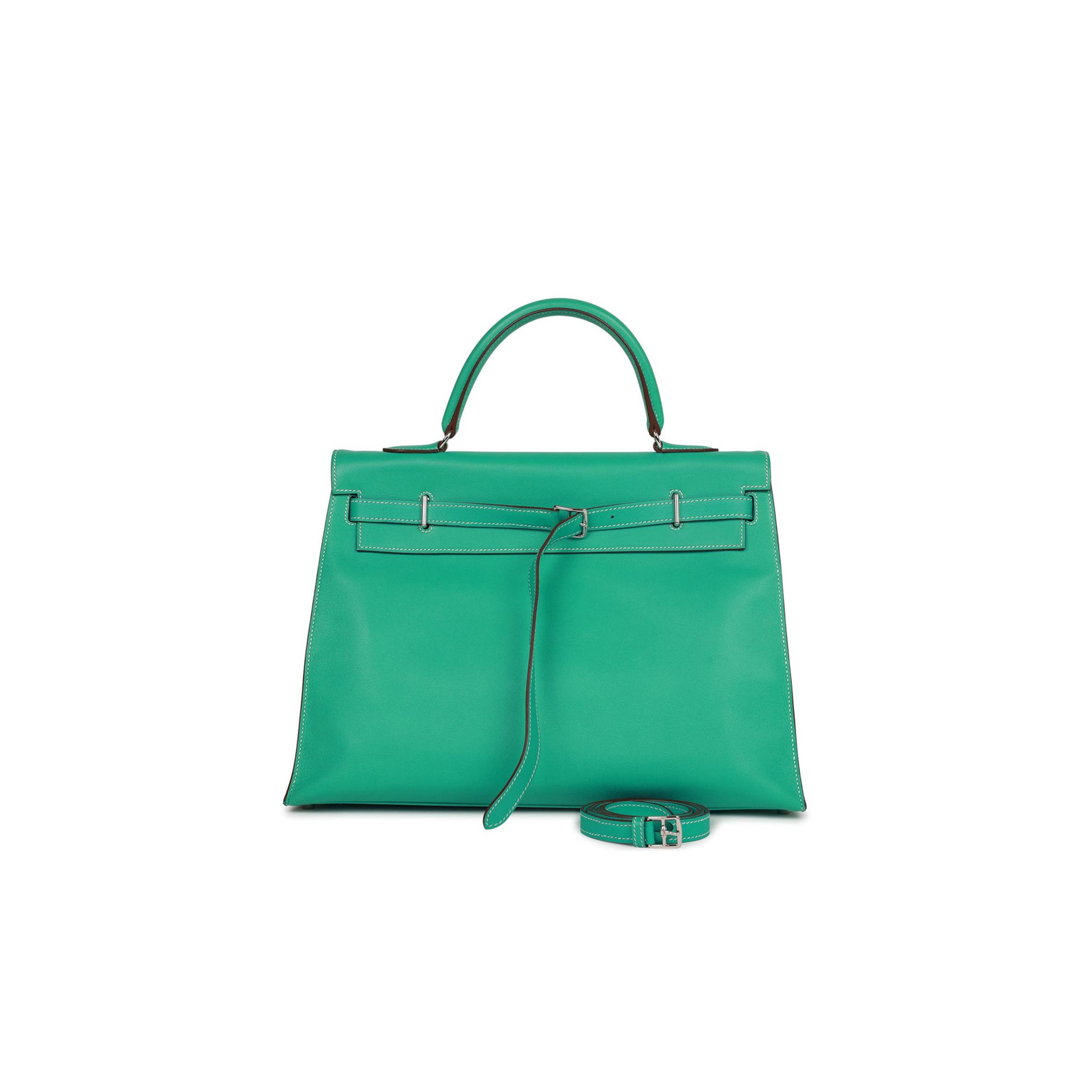 H**mes kelly flat 35 lagoon swift palladium hardware (35*25*14cm)