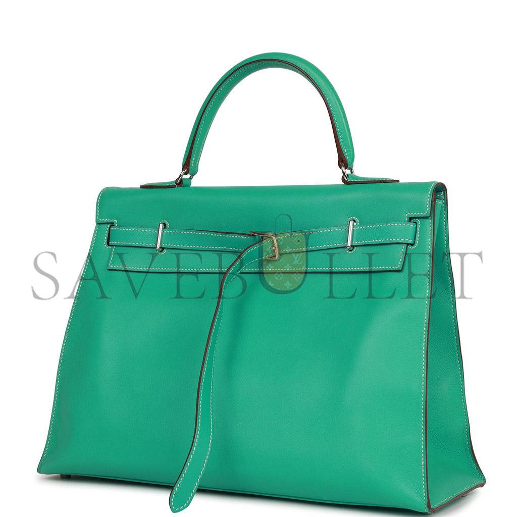 H**mes kelly flat 35 lagoon swift palladium hardware (35*25*14cm)