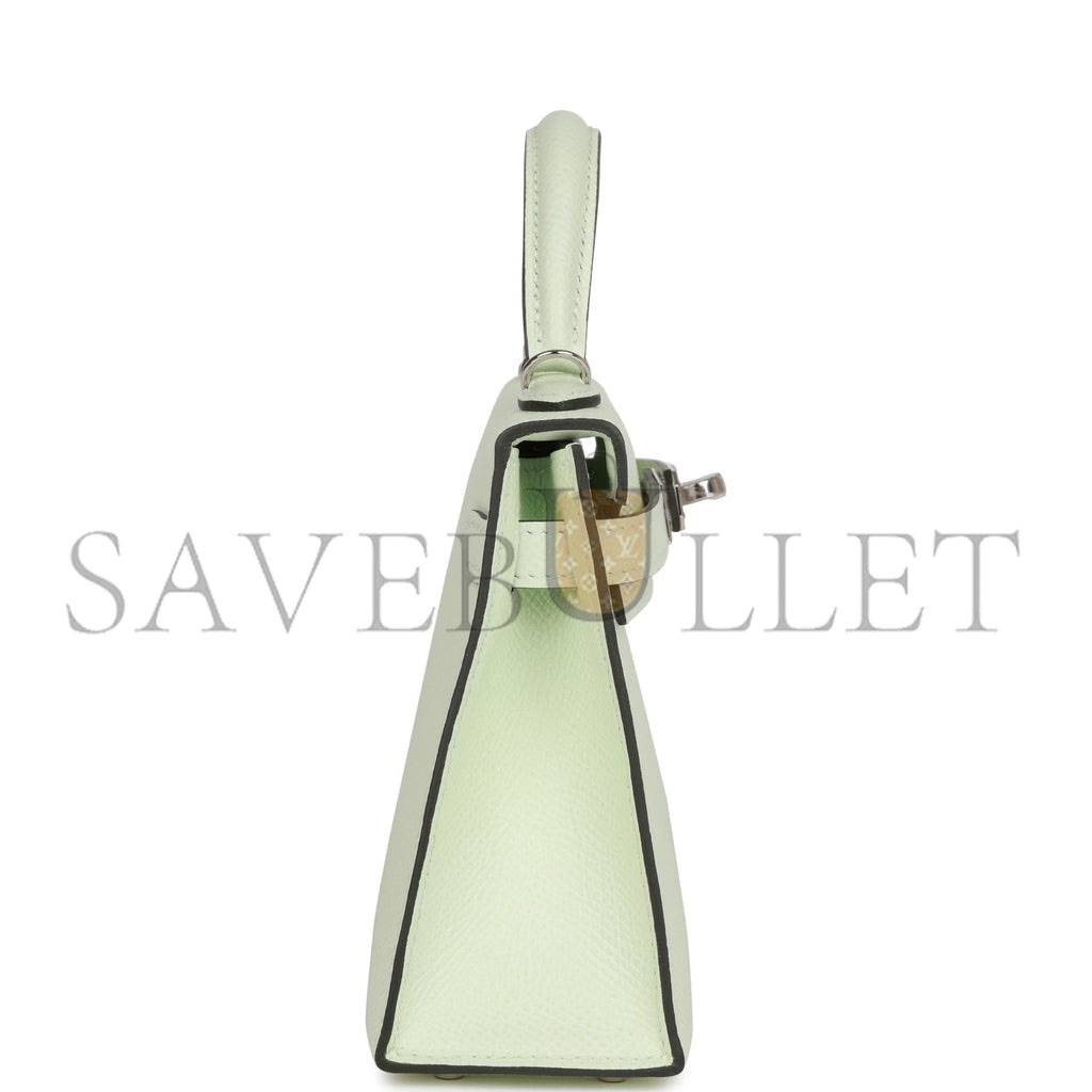 H**mes mini kelly sellier 20 vert fizz epsom palladium hardware (19*12*5.5cm)