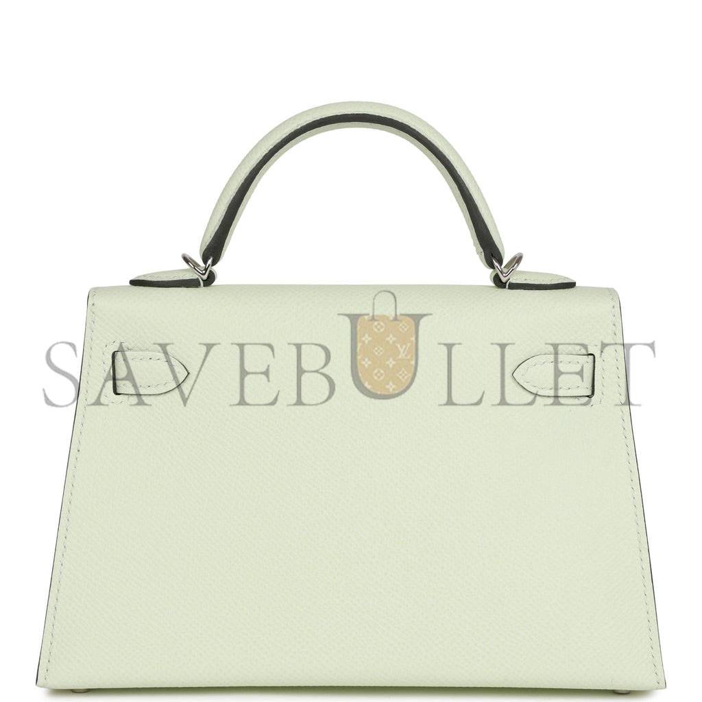 H**mes mini kelly sellier 20 vert fizz epsom palladium hardware (19*12*5.5cm)