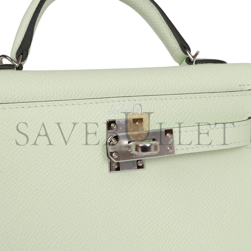 H**mes mini kelly sellier 20 vert fizz epsom palladium hardware (19*12*5.5cm)