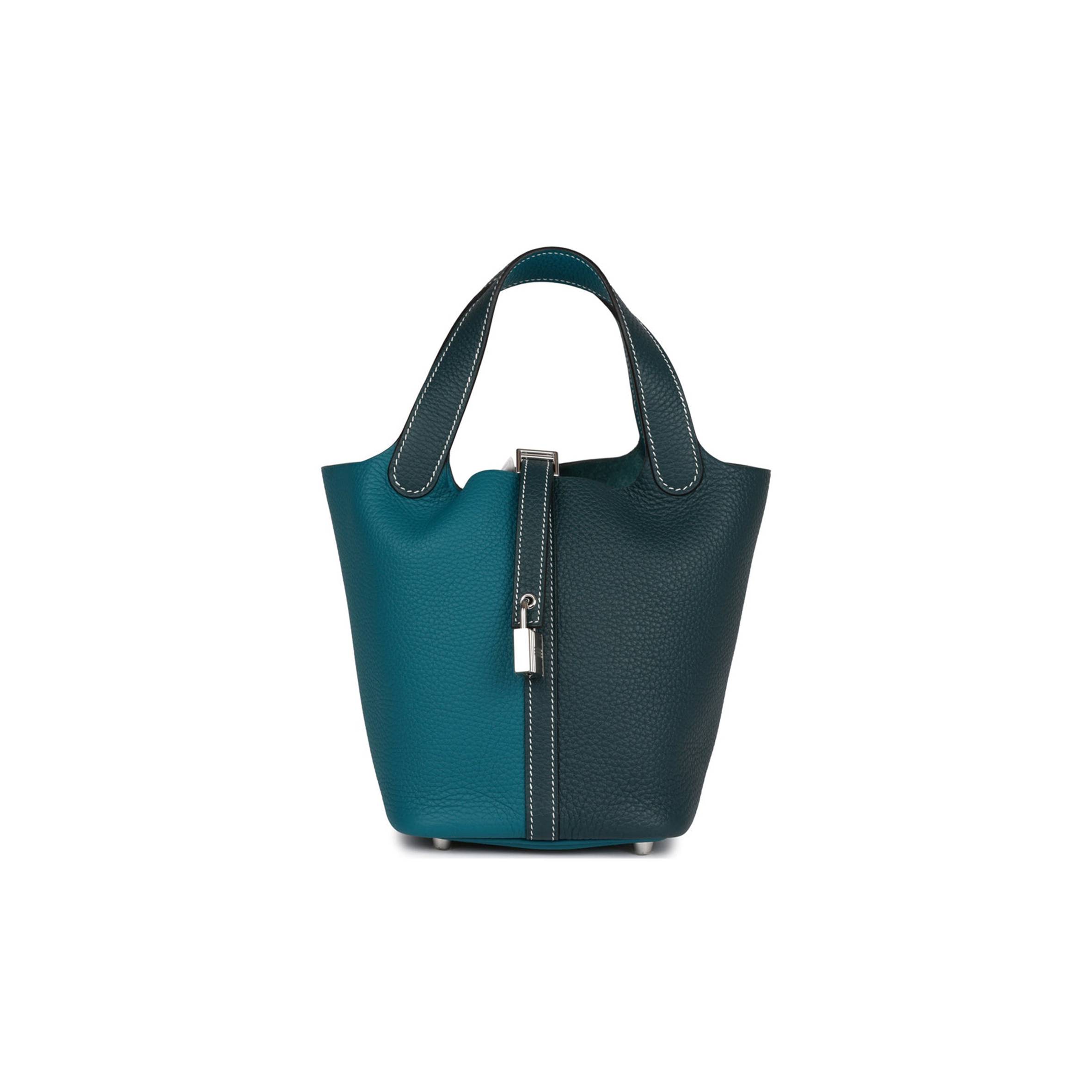 H**mes picotin lock 18 casaque vert cypress and vert bosphore palladium hardware(18*13*18cm)