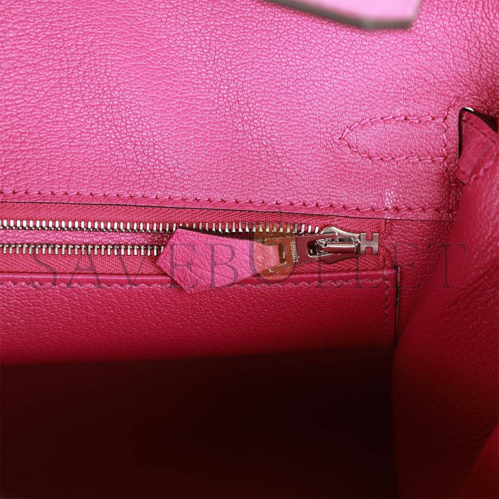 H**mes birkin sellier 25 rose pourpre ostrich palladium hardware handmade (25cm)