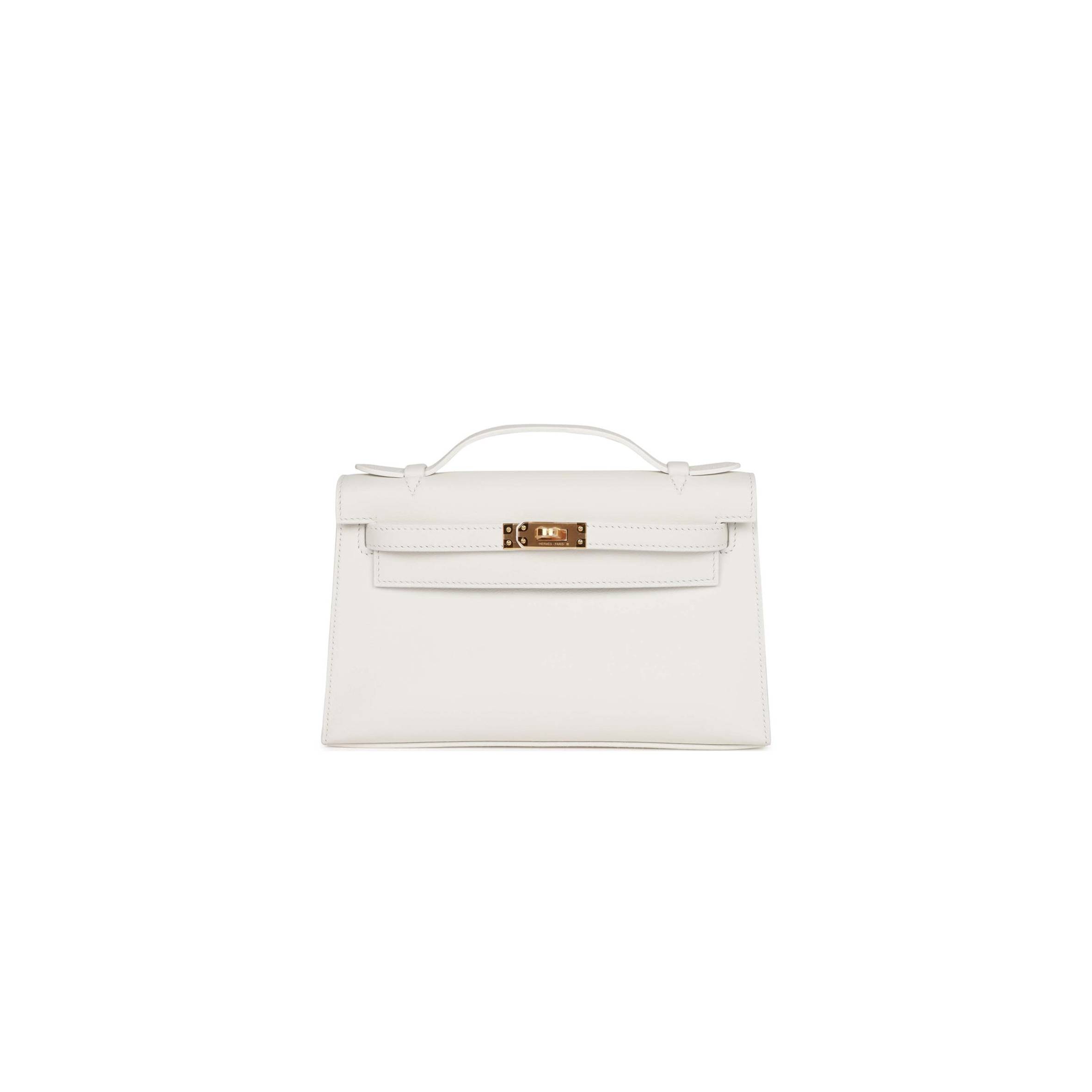 H**mes mini kelly pochette white swift gold hardware  (22*14*7cm)