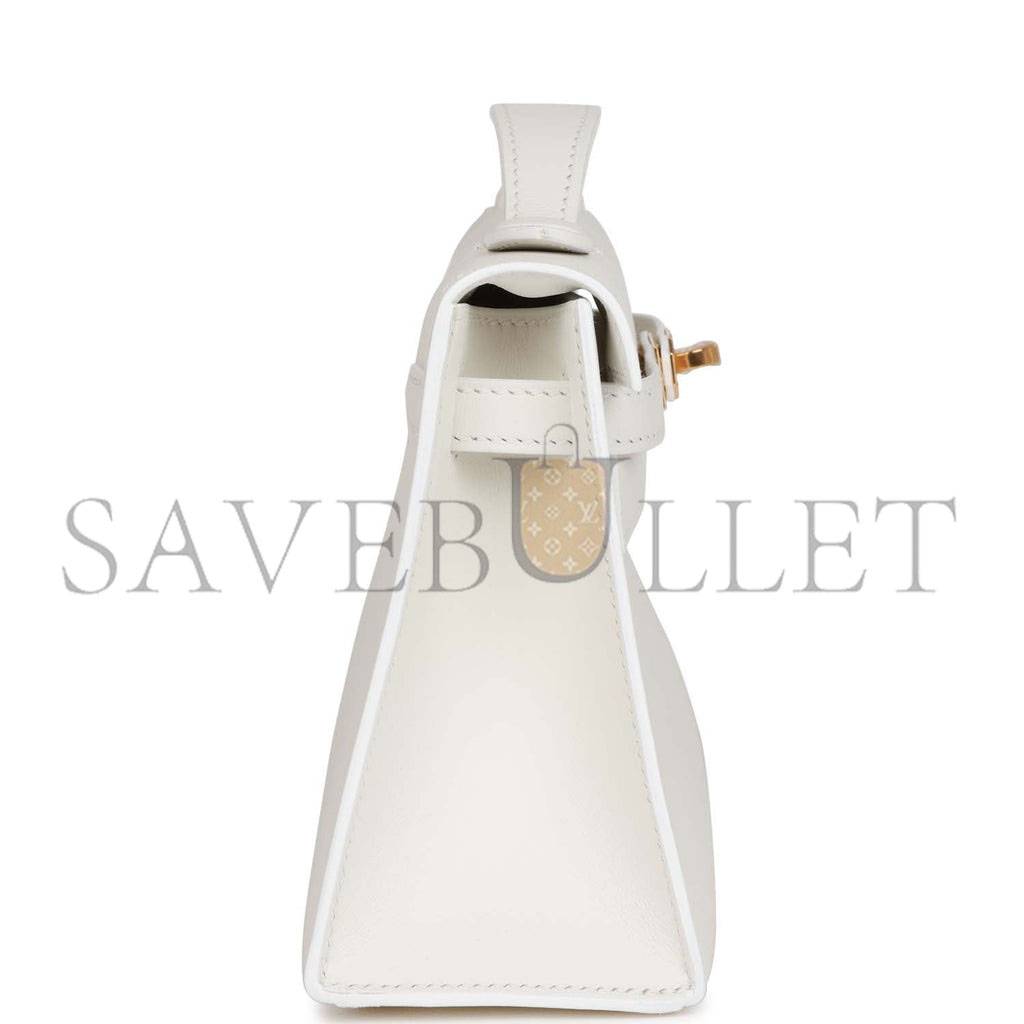 H**mes mini kelly pochette white swift gold hardware  (22*14*7cm)