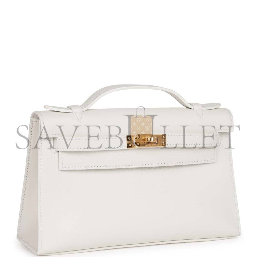 H**mes mini kelly pochette white swift gold hardware  (22*14*7cm)