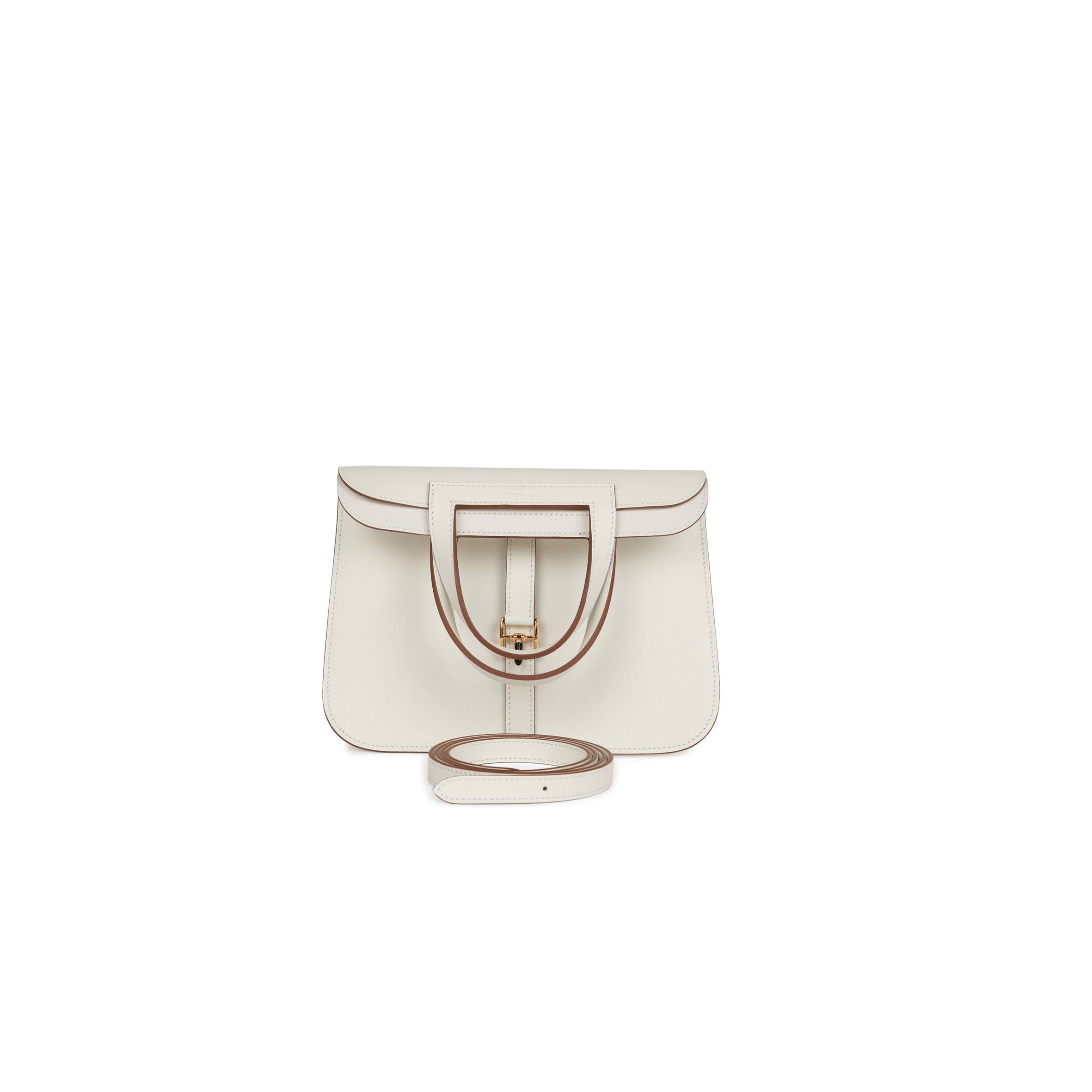 H**mes halzan 25 white evercolor gold hardware (25cm)