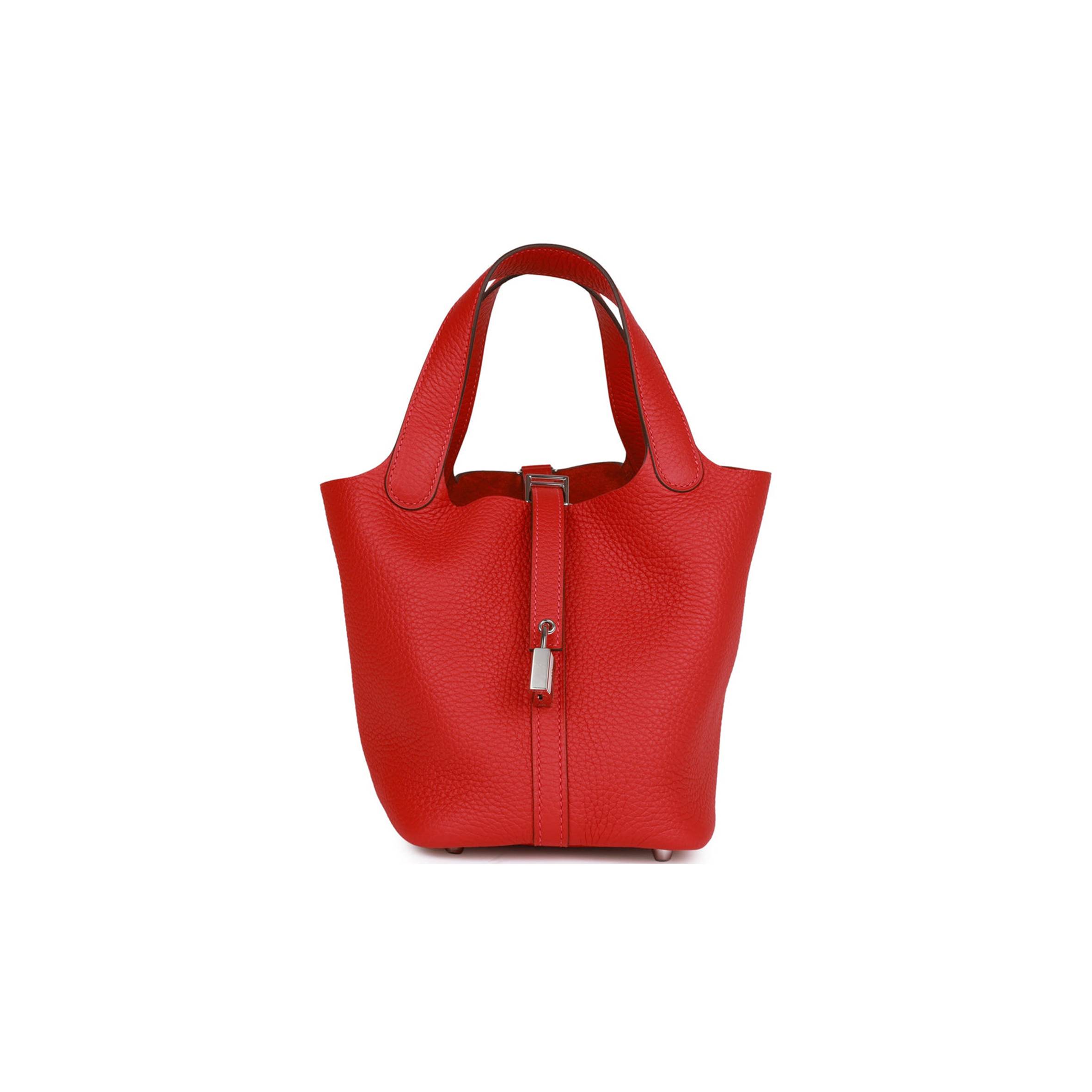 H**mes picotin lock 18 vermillion clemence palladium hardware (18*13*18cm)