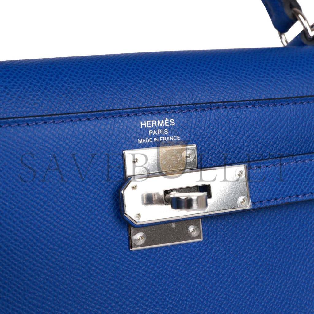H**mes bleu royal epsom sellier kelly 28cm palladium hardware (28cm)