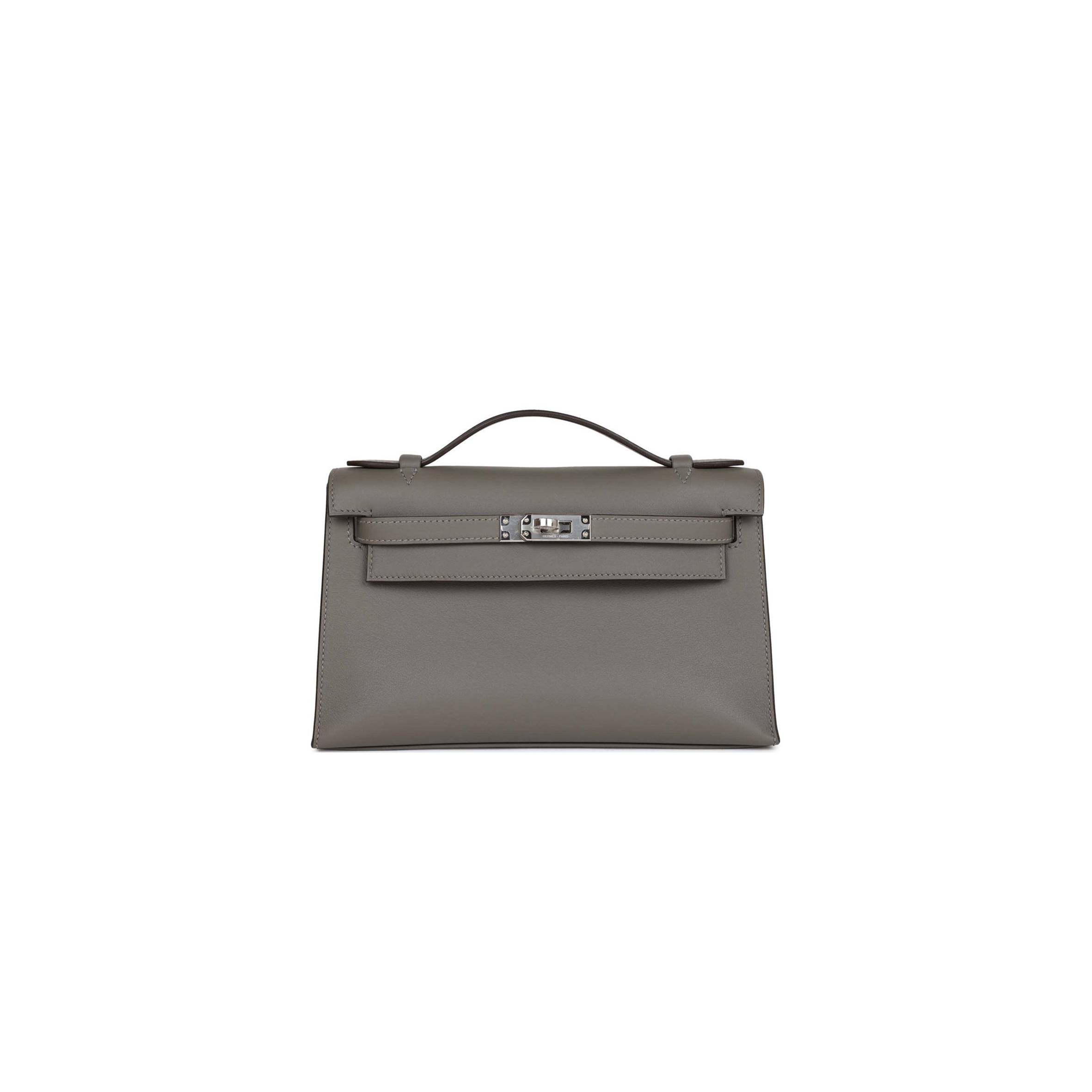 H**mes mini kelly pochette gris meyer swift palladium hardware  (22*14*7cm)