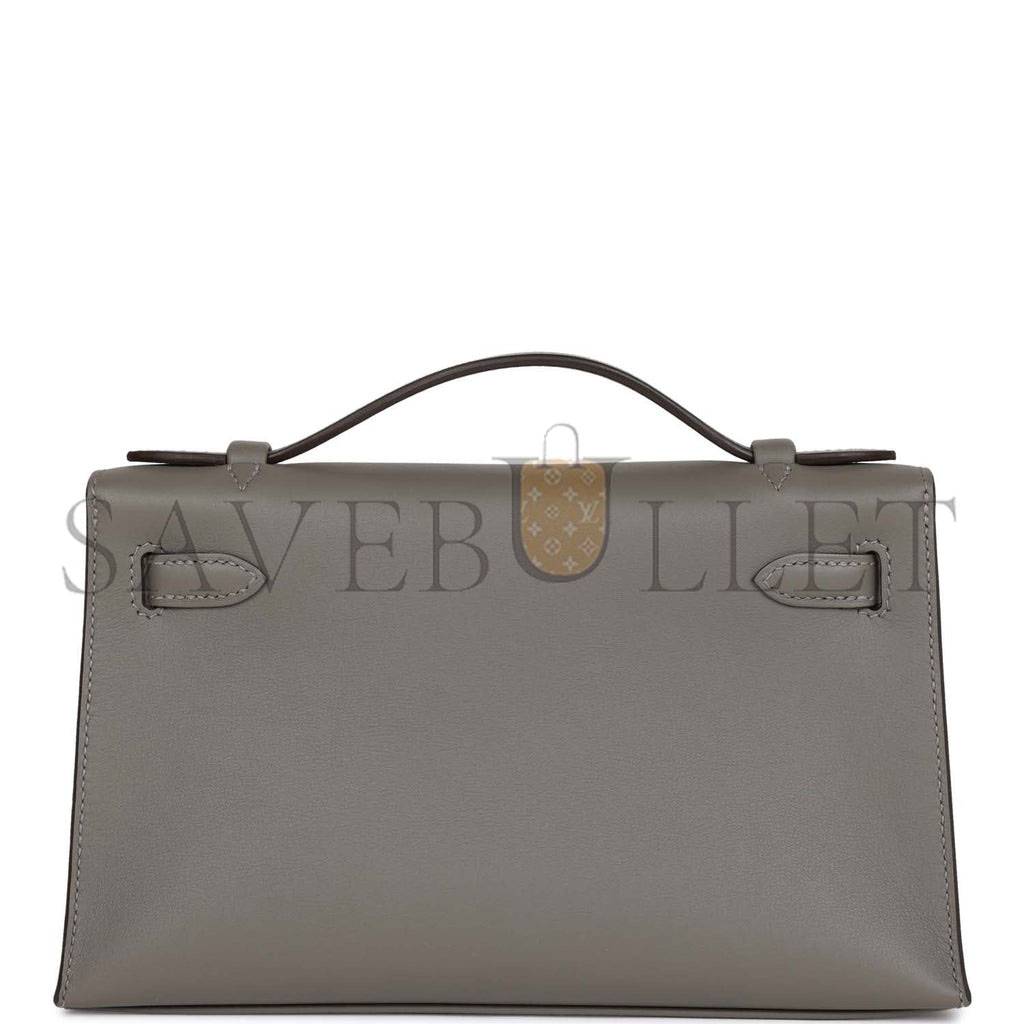 H**mes mini kelly pochette gris meyer swift palladium hardware  (22*14*7cm)