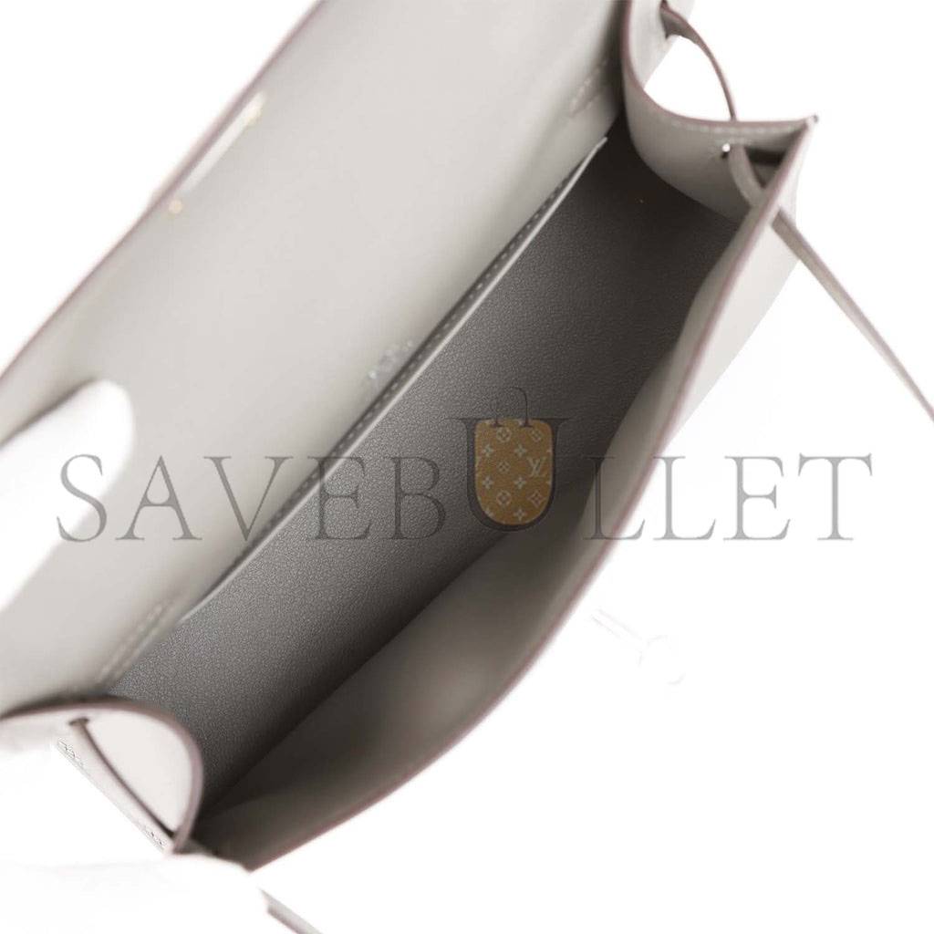 H**mes mini kelly pochette gris meyer swift palladium hardware  (22*14*7cm)